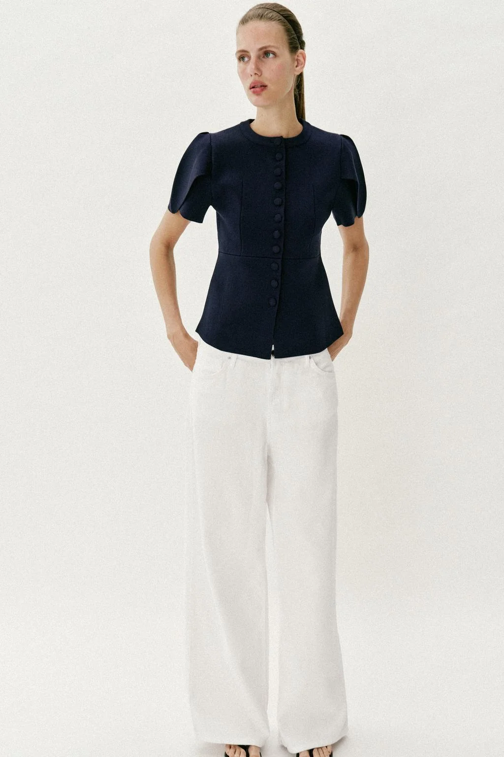 Кардиган с пышными рукавами и разрезами — Трикотаж