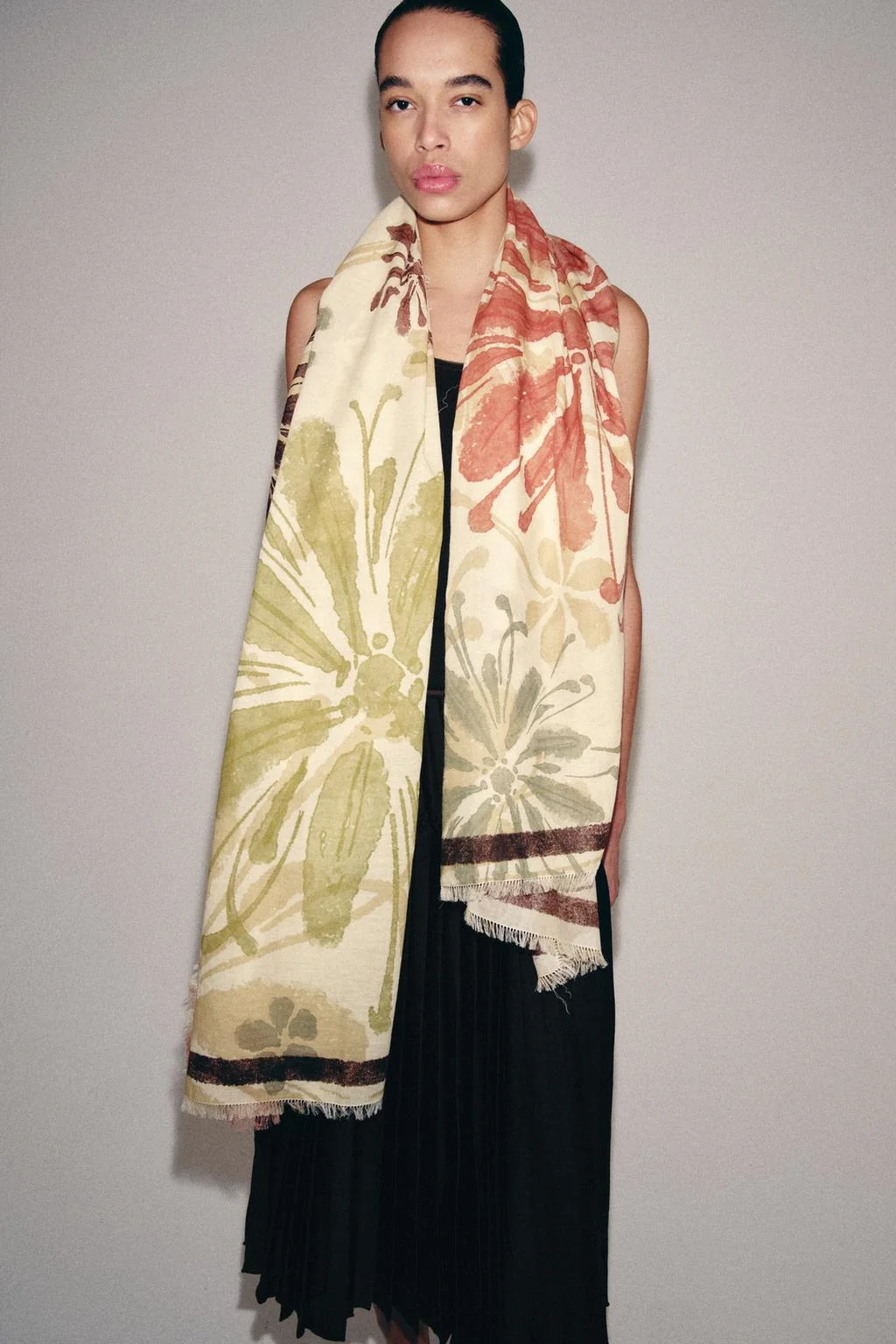 Шарф 100% хлопок с цветочным принтом