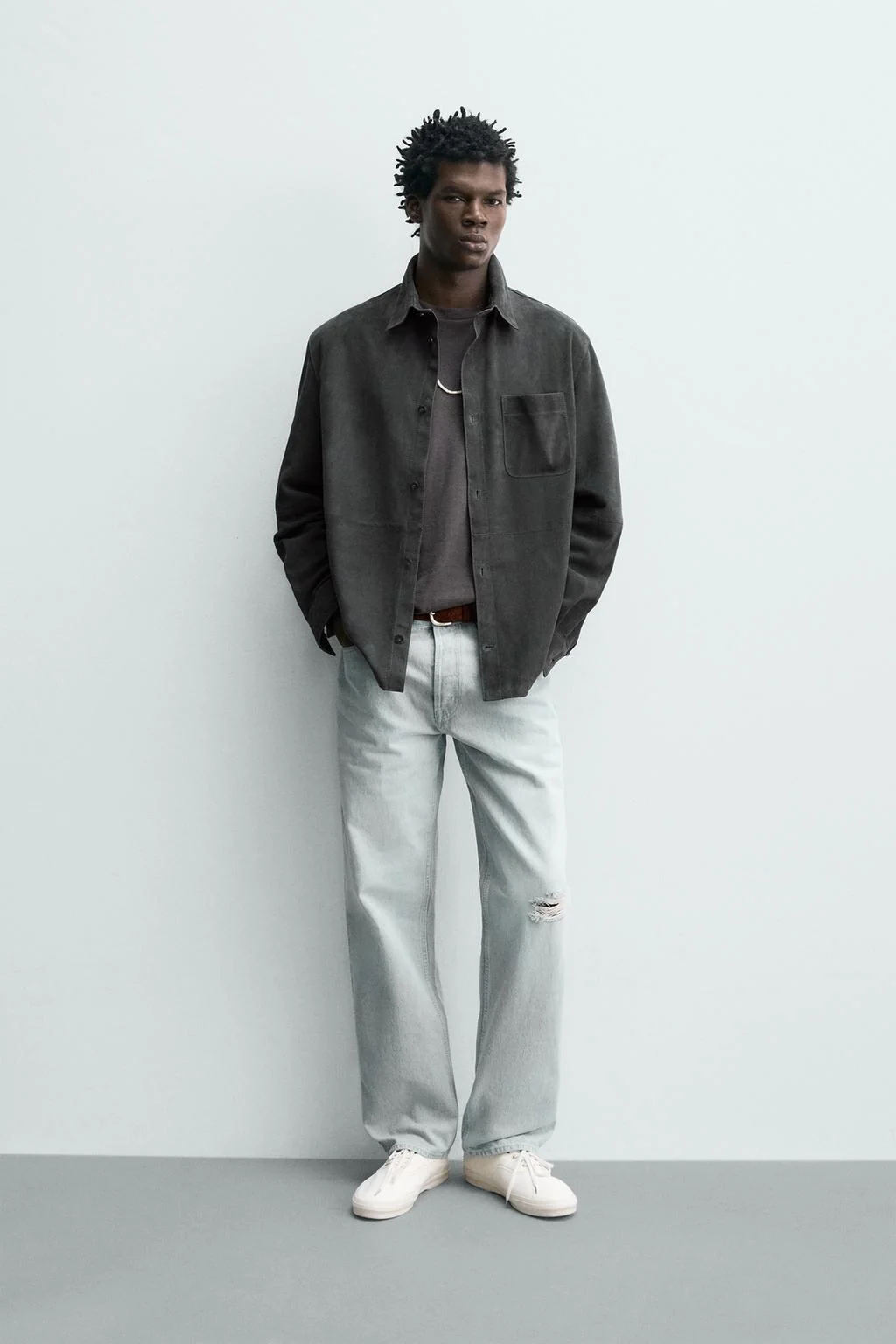 Овершит из замши, прямой силуэт — Рубашки