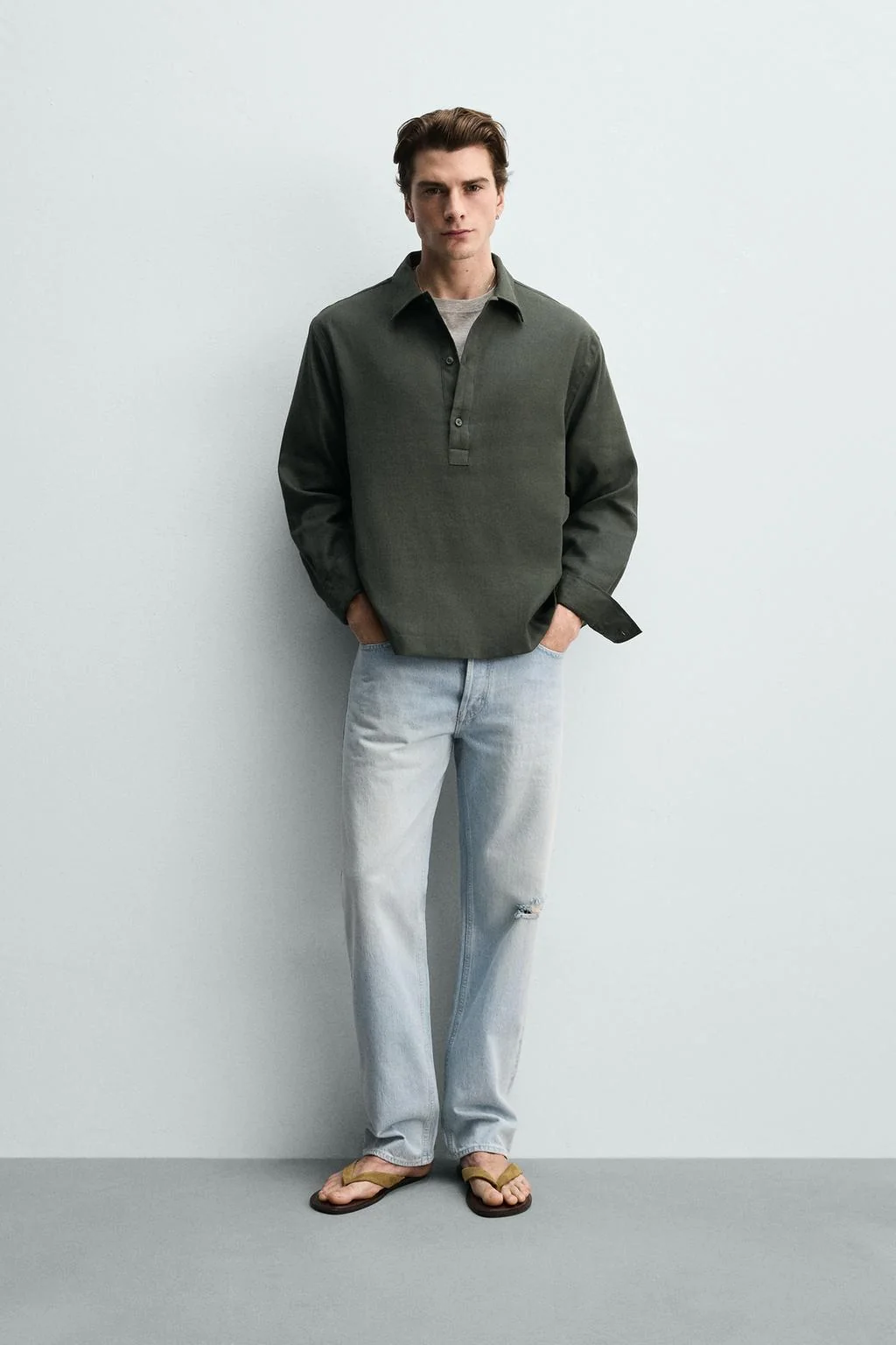 Поло из хлопка и льна — Рубашки