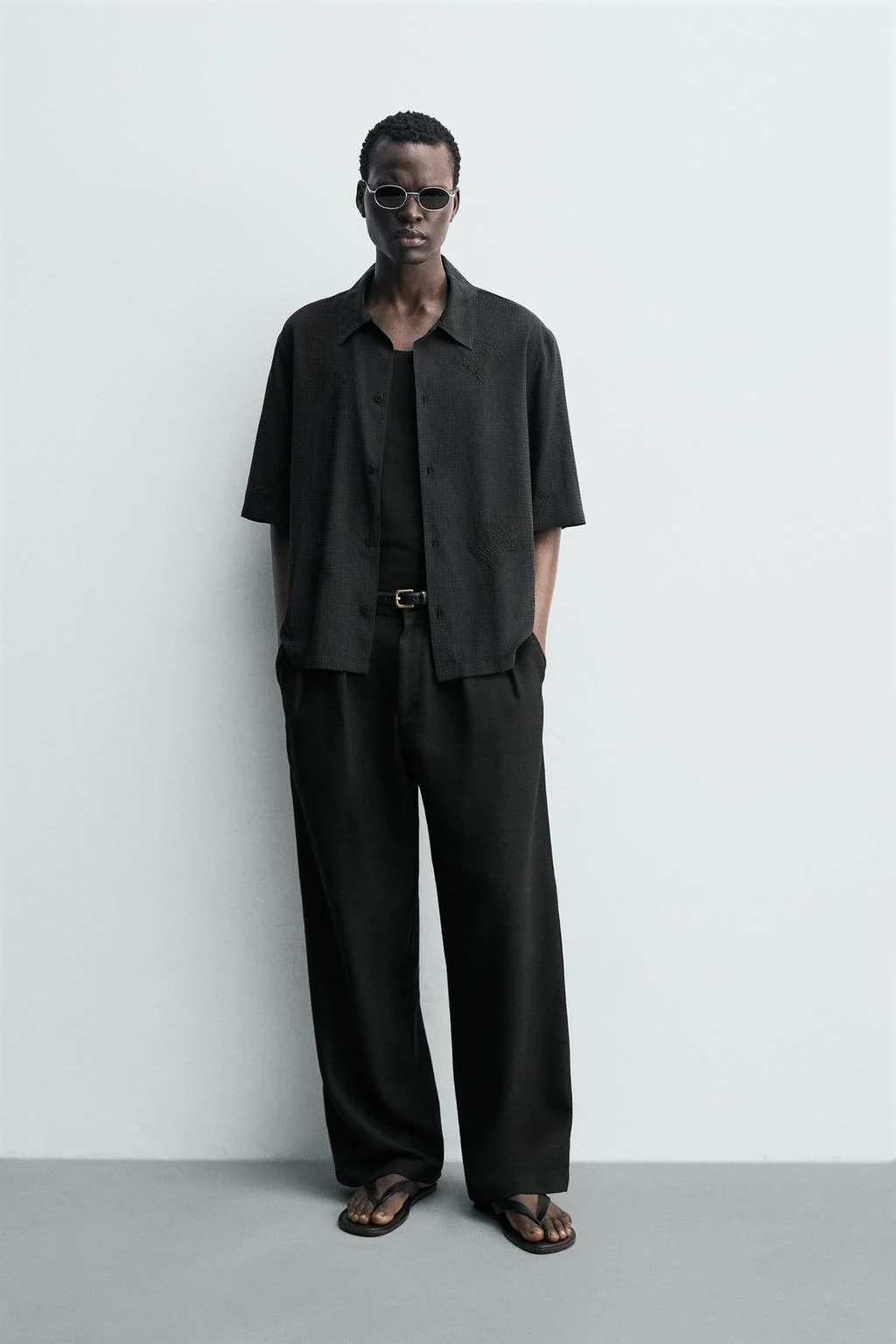 Рубашка с геометрической вышивкой — Мужское