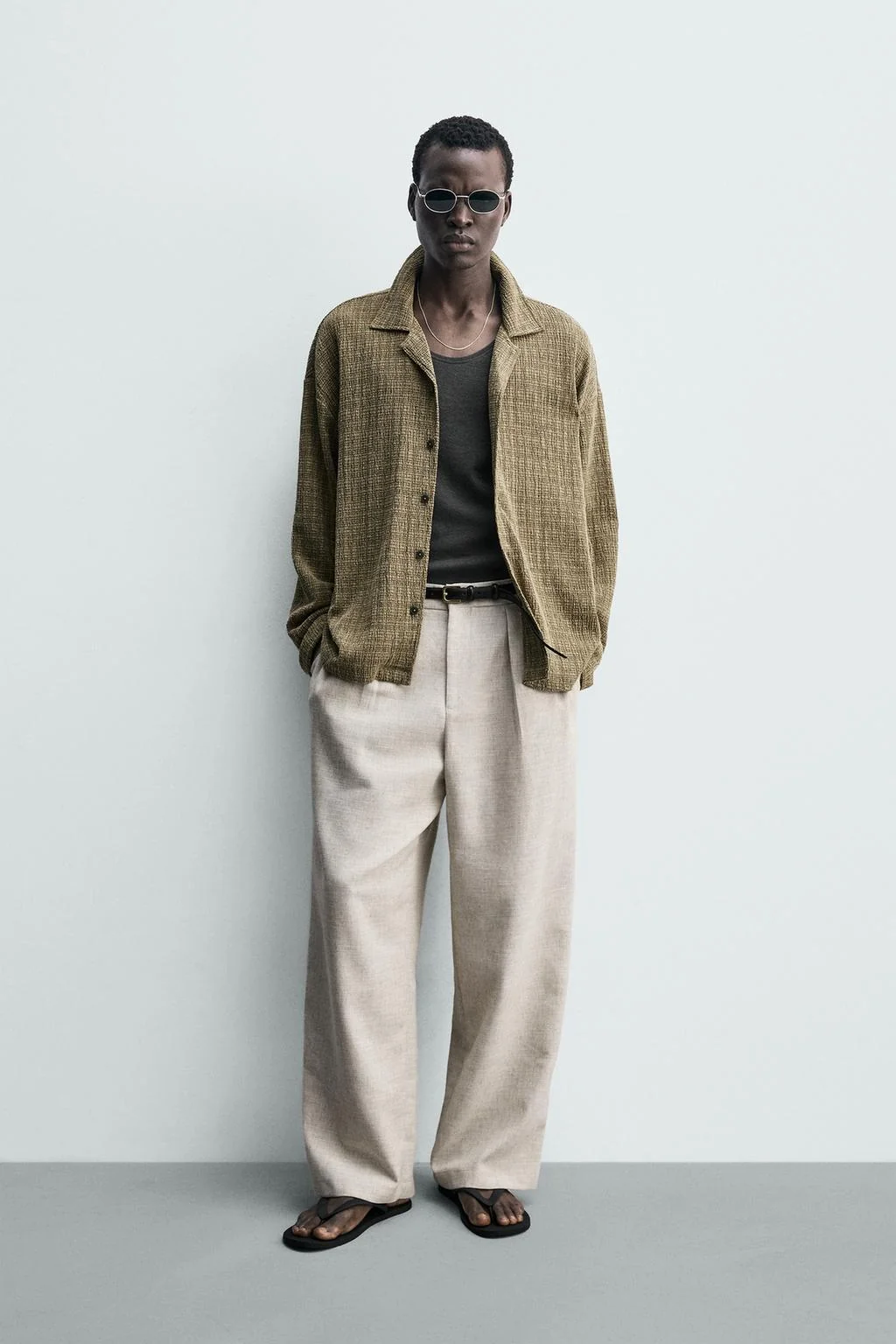 Рубашка с текстурой, имитирующей заломы — Мужское