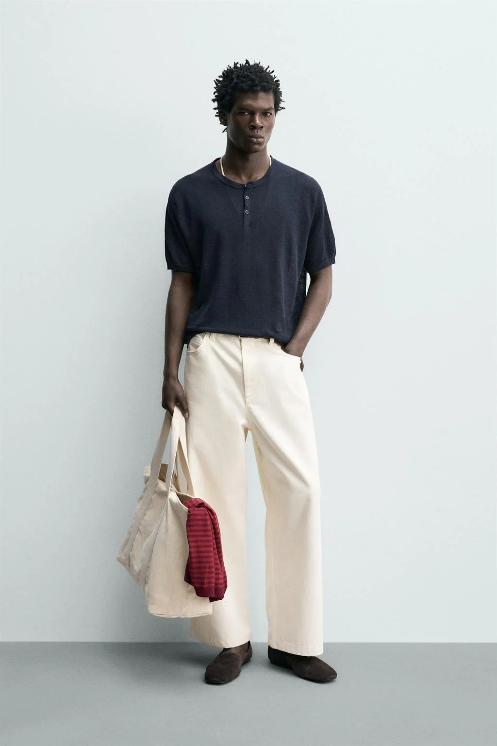 Хенли из 100% льняной вязки — Футболки