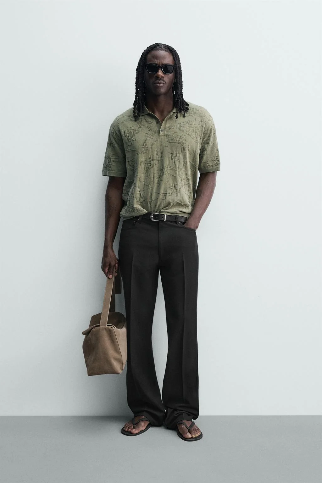 Поло-рубашка из жаккардового трикотажа со свободным кроем — Летняя одежда