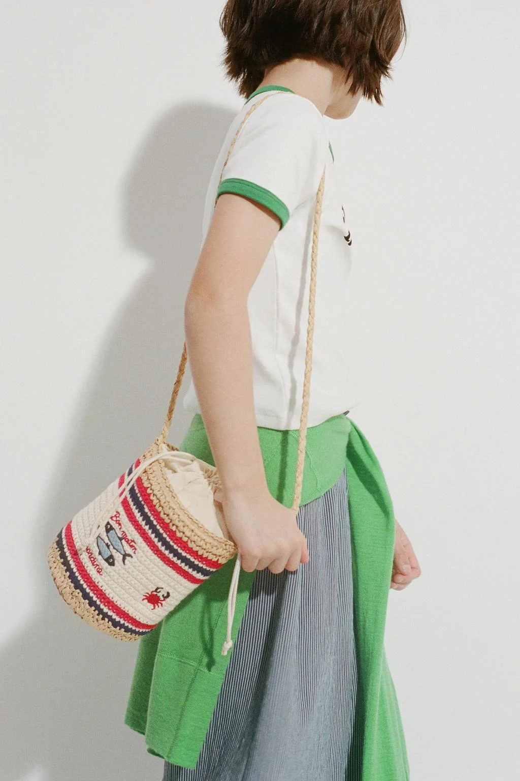 Сумка-пояс с вязаным рыбьим узором