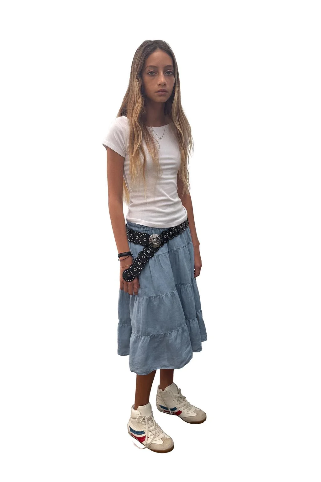 Миди-юбка из 100% рами с панелями