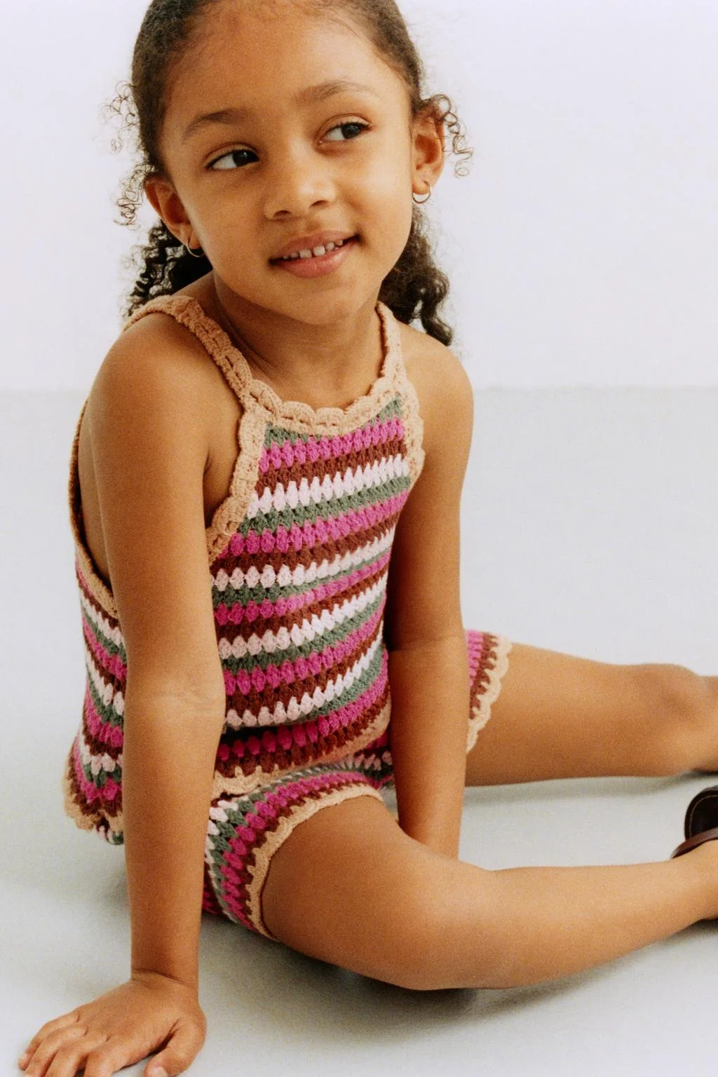 Бермудские шорты из полосатого вязаного крючком трикотажа — Трикотаж