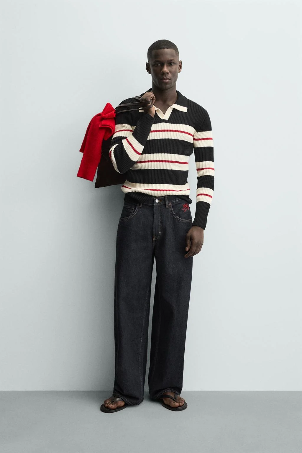 Джинсы с вышивкой купидона и эффектом баллон — Сырой деним