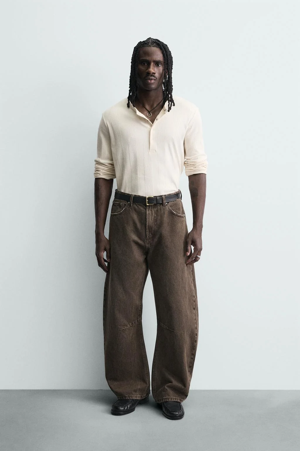 Брюки бочонок с эффектом потёртости