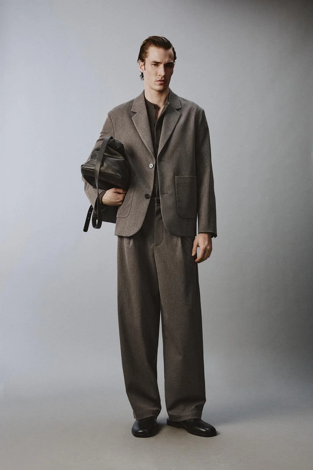 Текстурированные брюки-комбинезон свободного кроя с широкими штанинами — Таилорированные