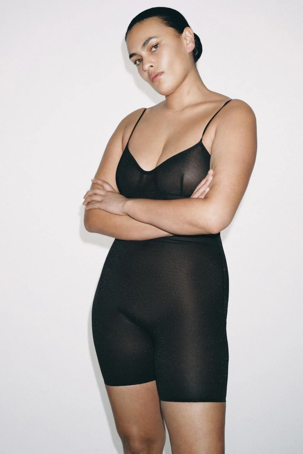 Короткий боди с полиамидом — Боди