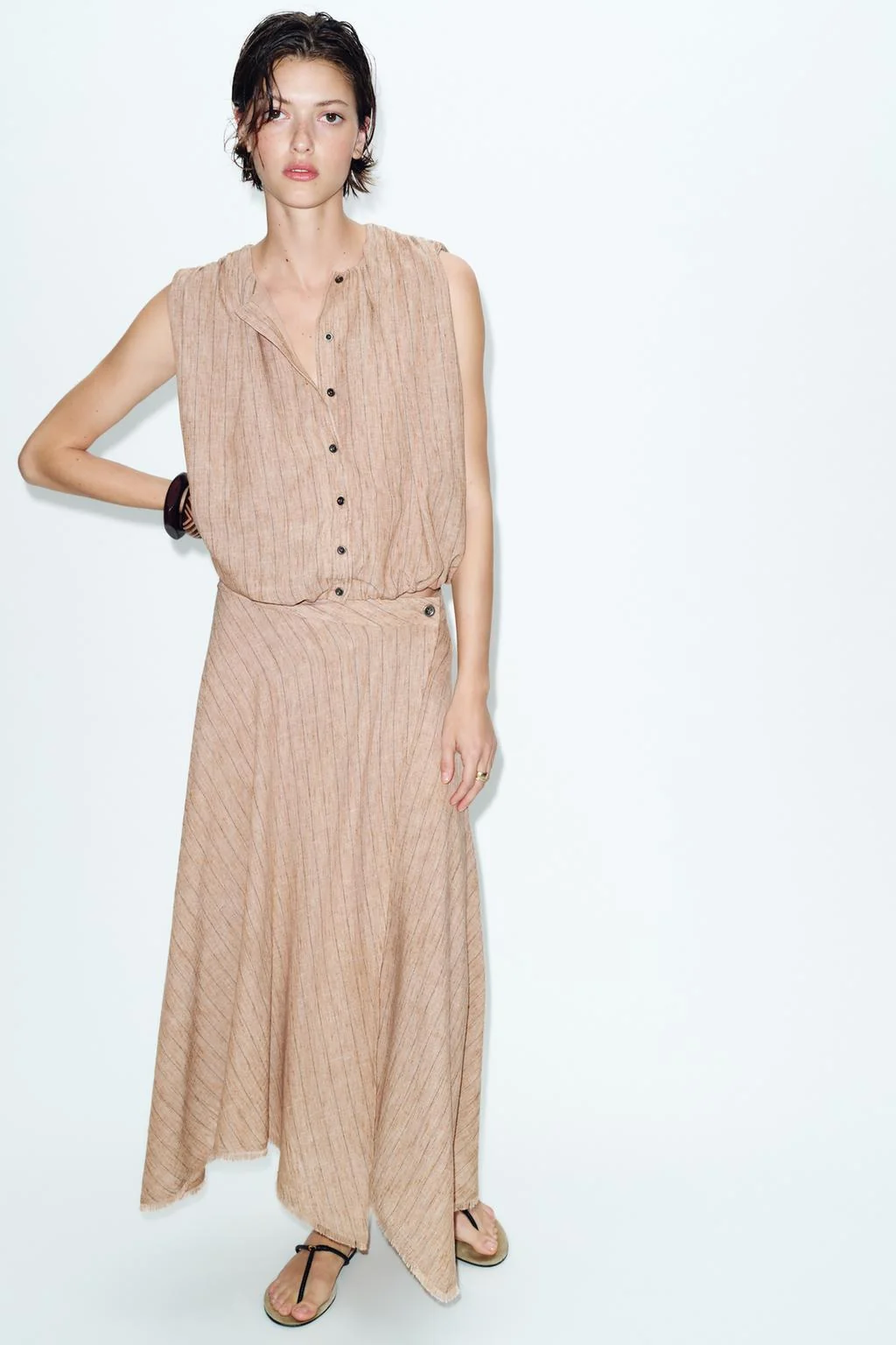 Топ в полоску с пышными рукавами