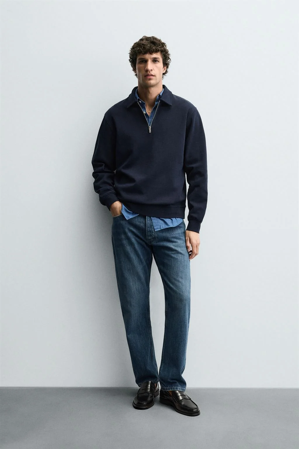 Поло-свитшот с молнией из интерлока — Толстовка с молнией до четверти