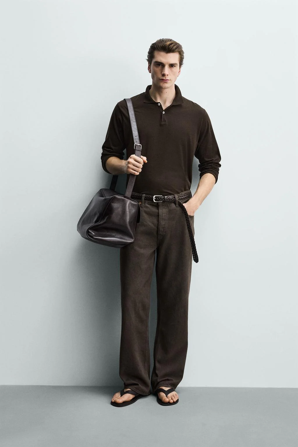 Футболка-поло из хлопка с текстурой обычного кроя