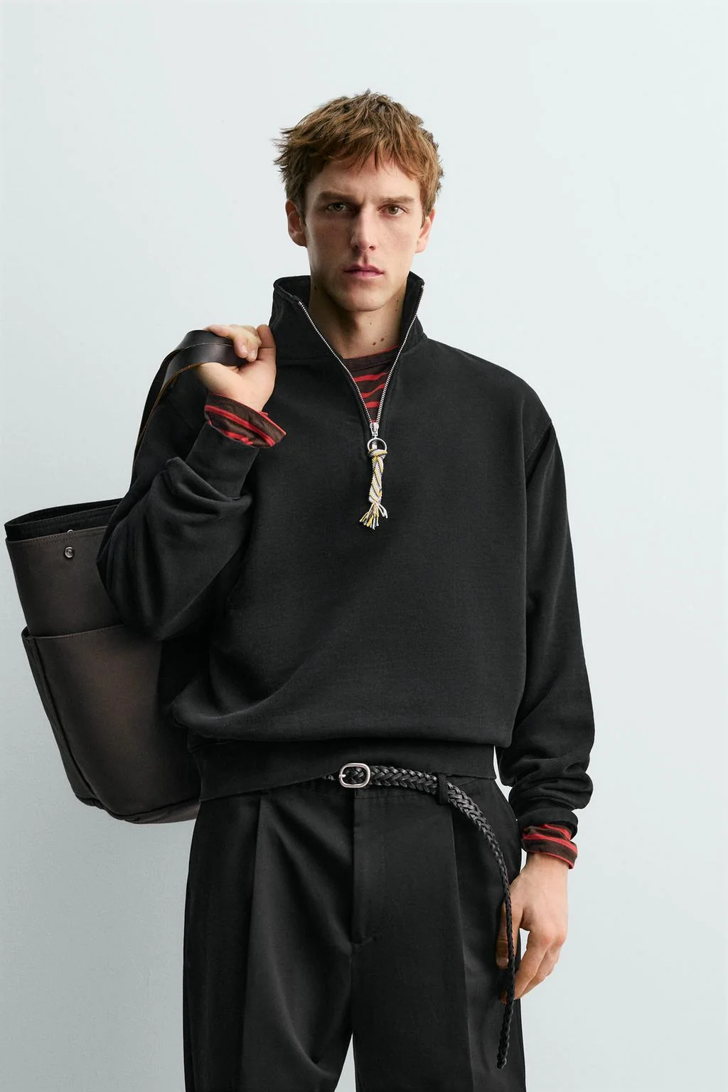 Свитшот AARON LEVINE X ZARA с четвертью застежки и деталями из ленты