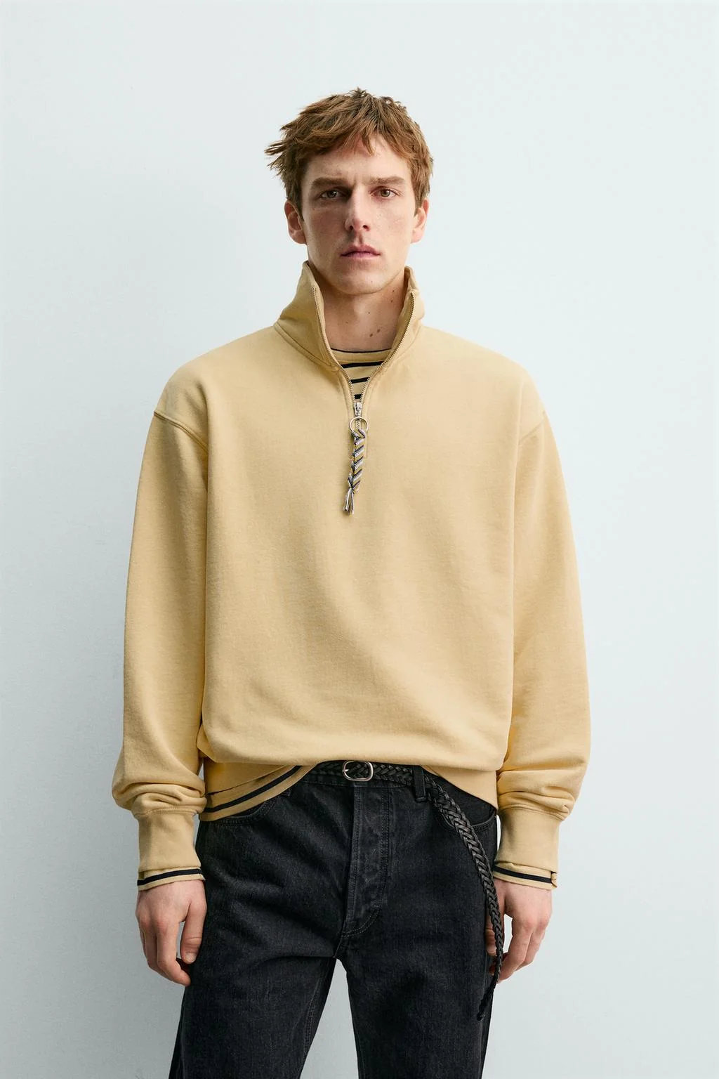 Свитшот AARON LEVINE X ZARA с четвертью застежки и деталями из ленты