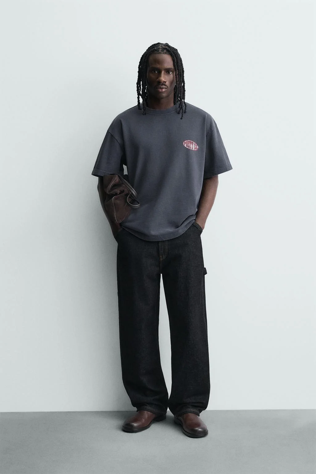 Свитшот с принтом Пост Мэлоун™ с эффектом потёртости — С коротким рукавом