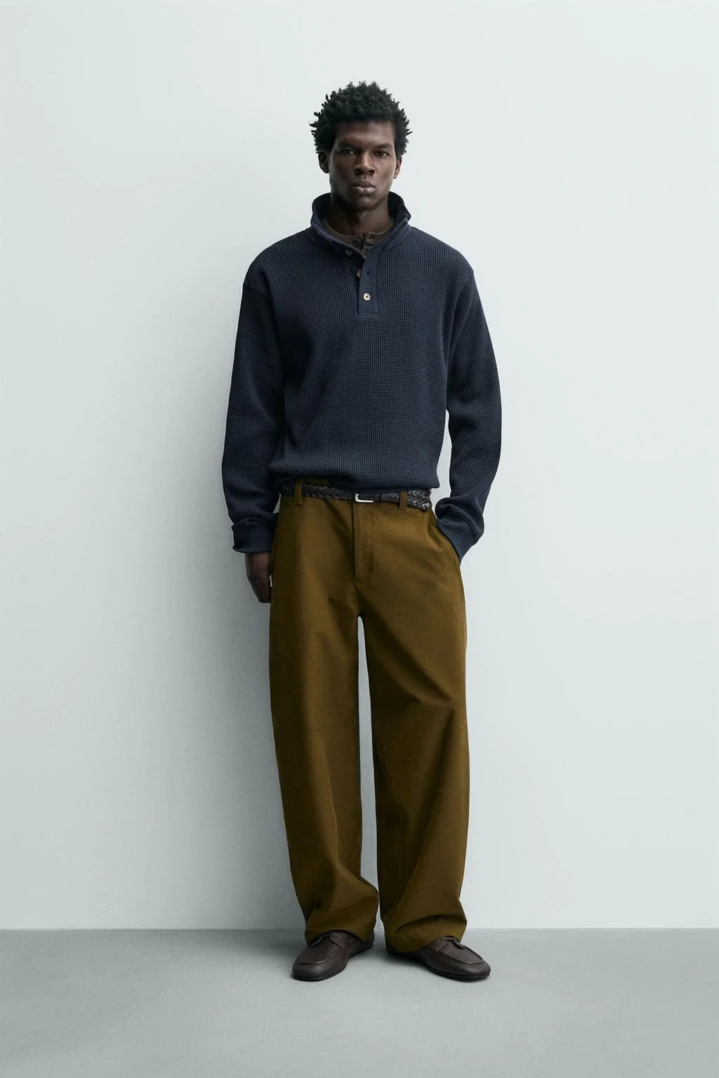 Свитшот с вафельной текстурой — Толстовка с молнией до четверти