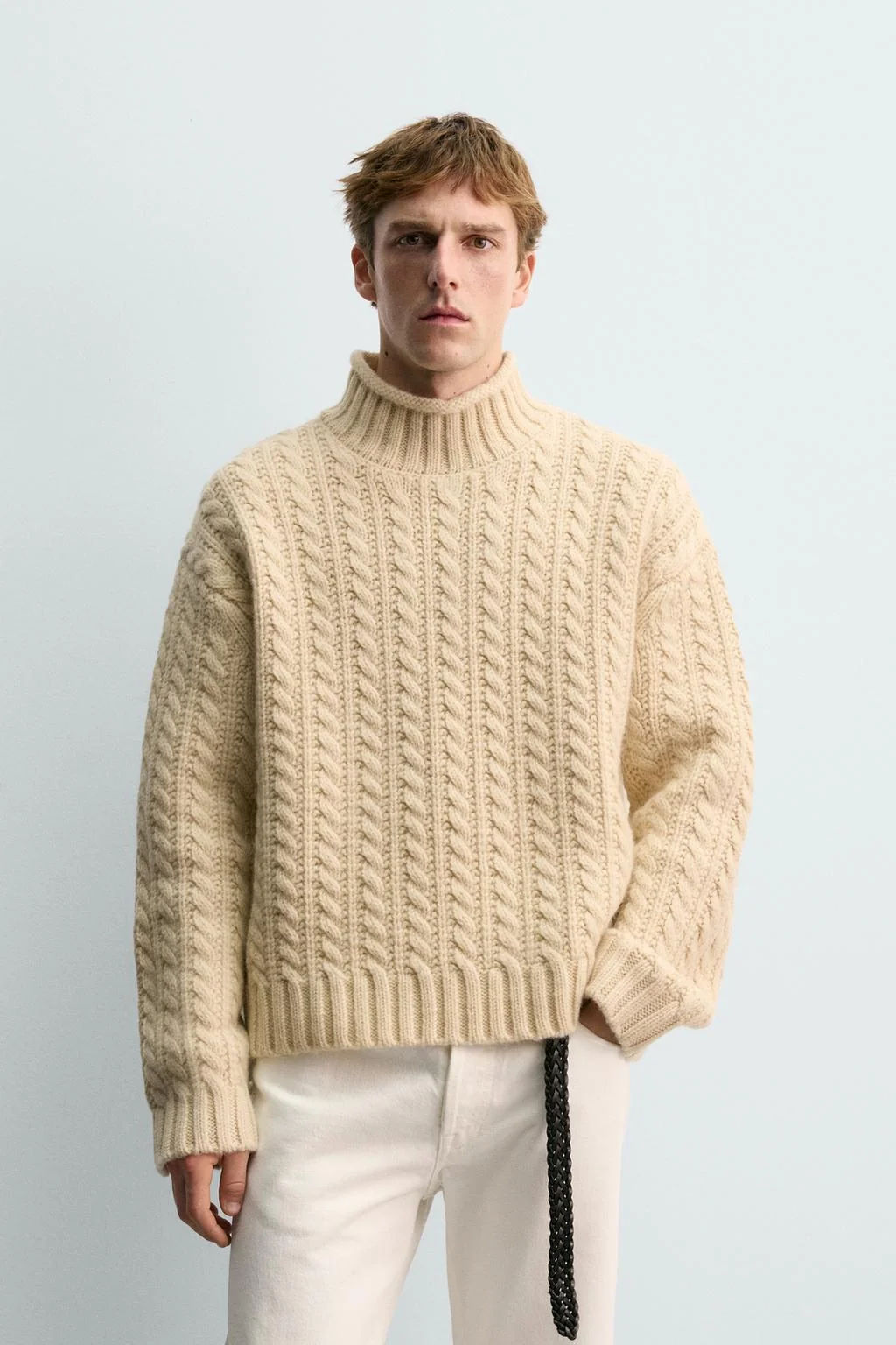 Свитер из шерсти с косой вязкой AARON LEVINE X ZARA