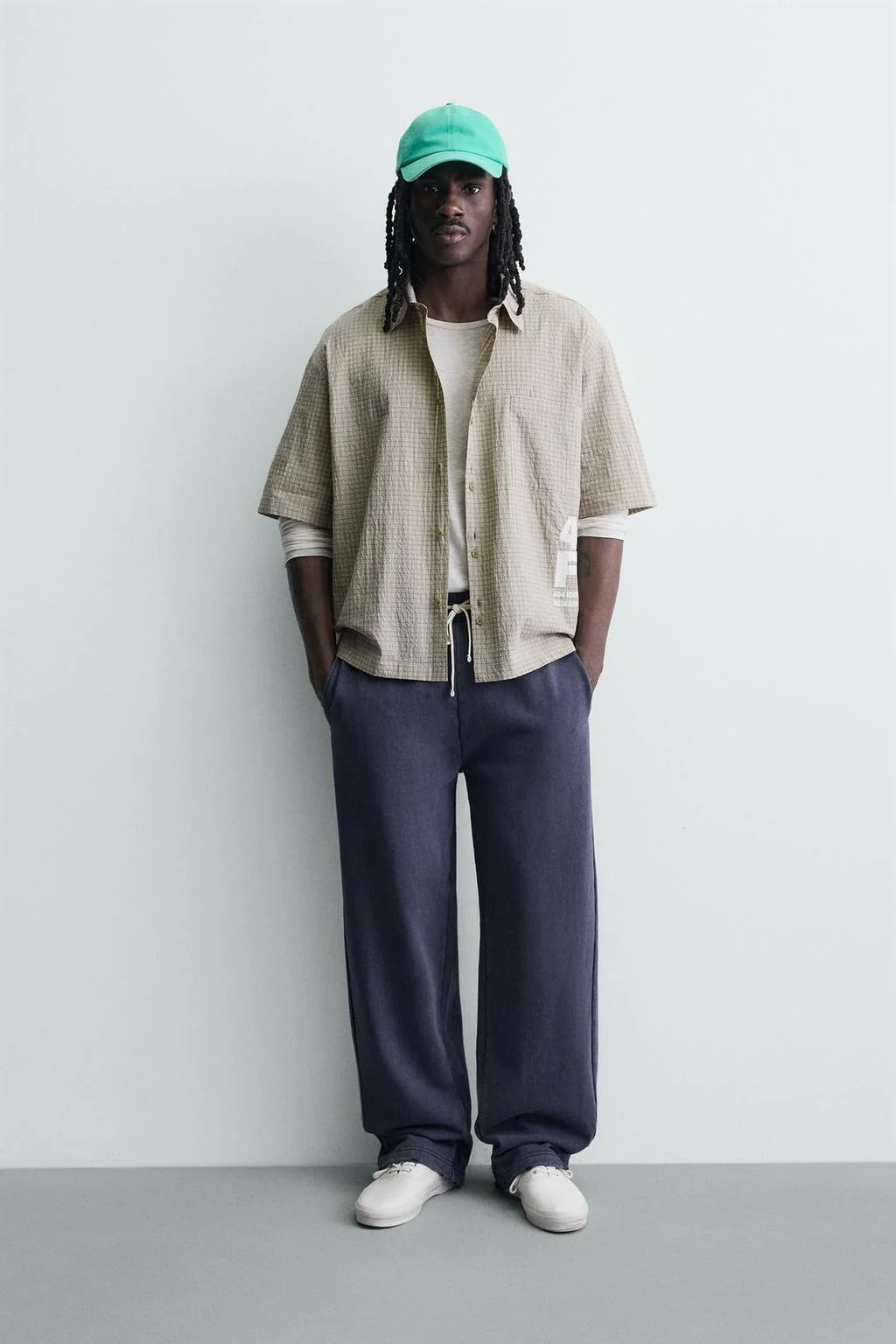 Рубашка в клетку с принтами-слоганами