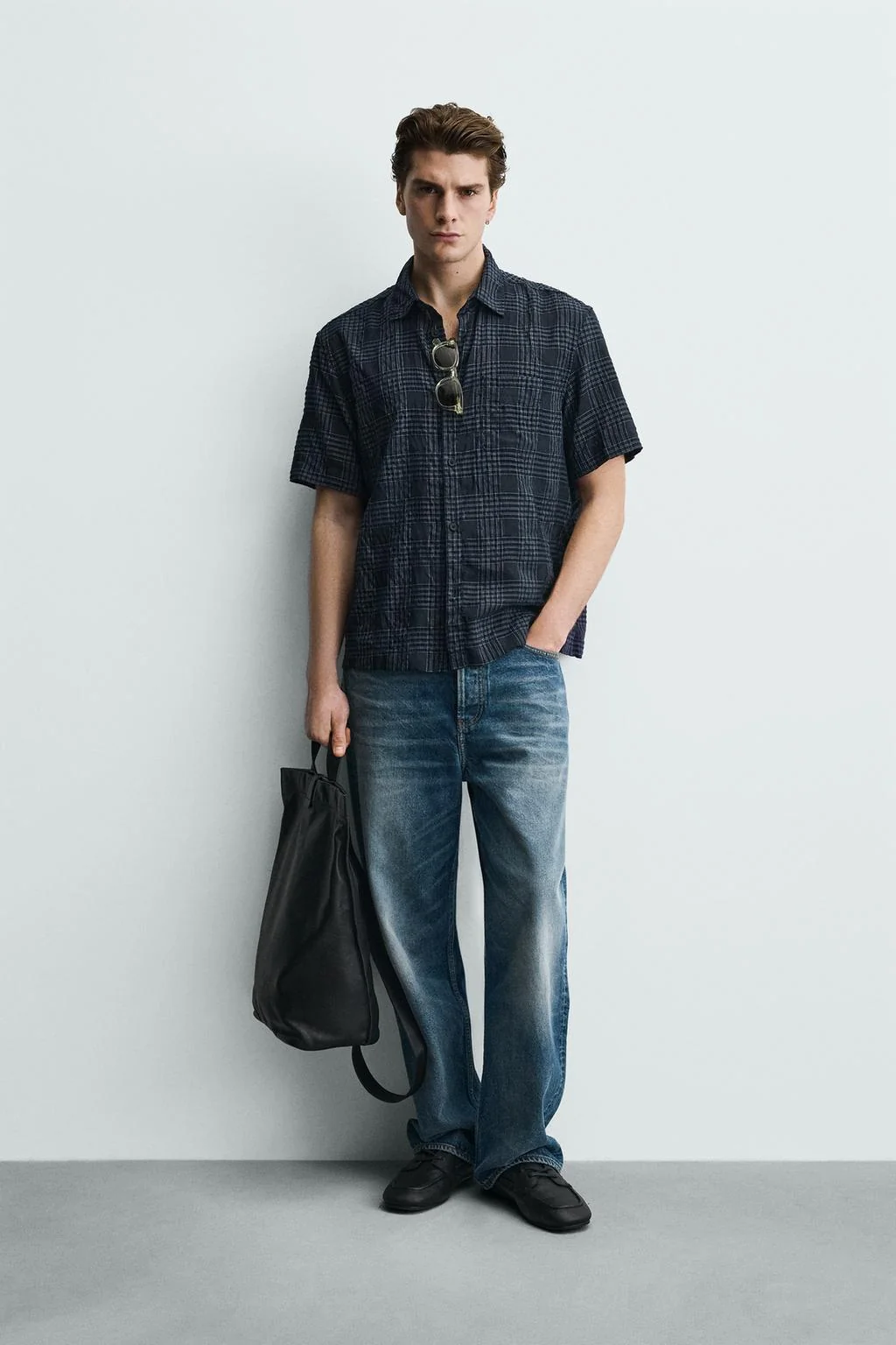 Рубашка в клетку прямого кроя