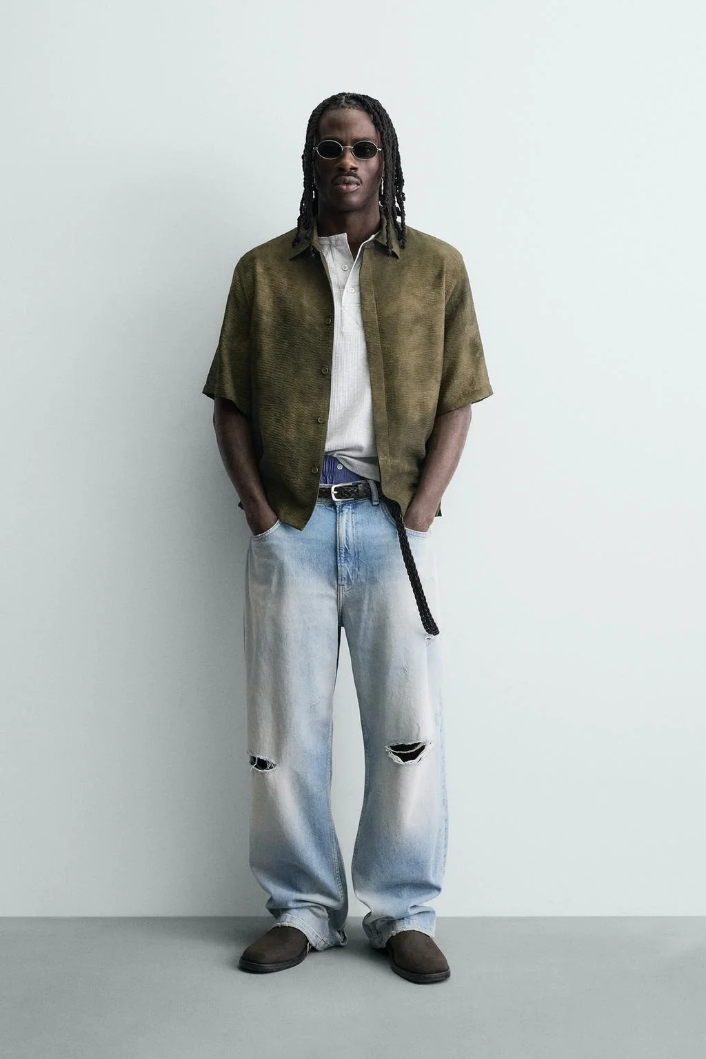 Рубашка свободного кроя с абстрактным принтом