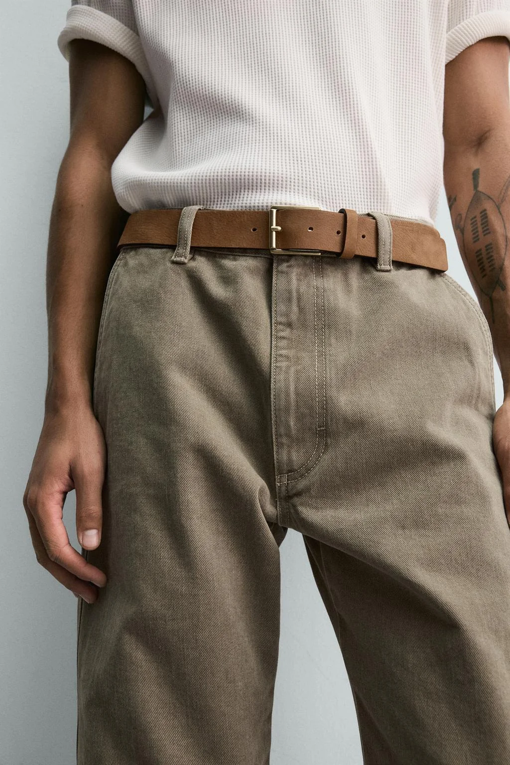 Кожаный пояс с тиснением — Ремни