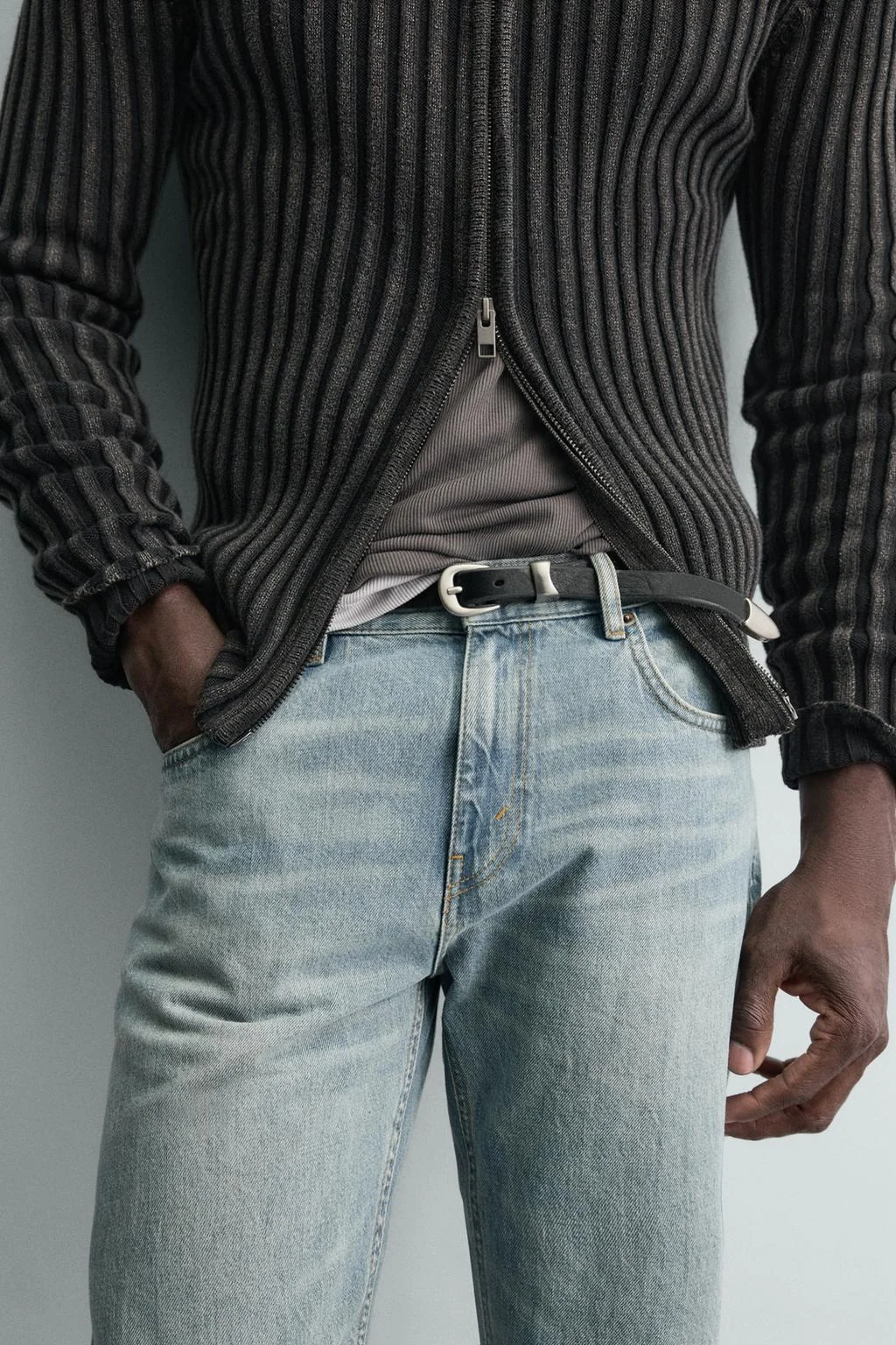 Кожаный ремень с эффектом винтаж