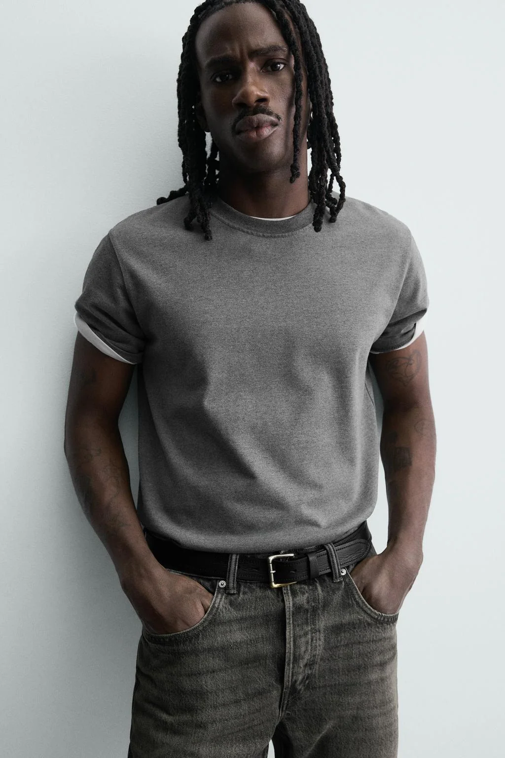 Кожаный ремень с эффектом винтаж