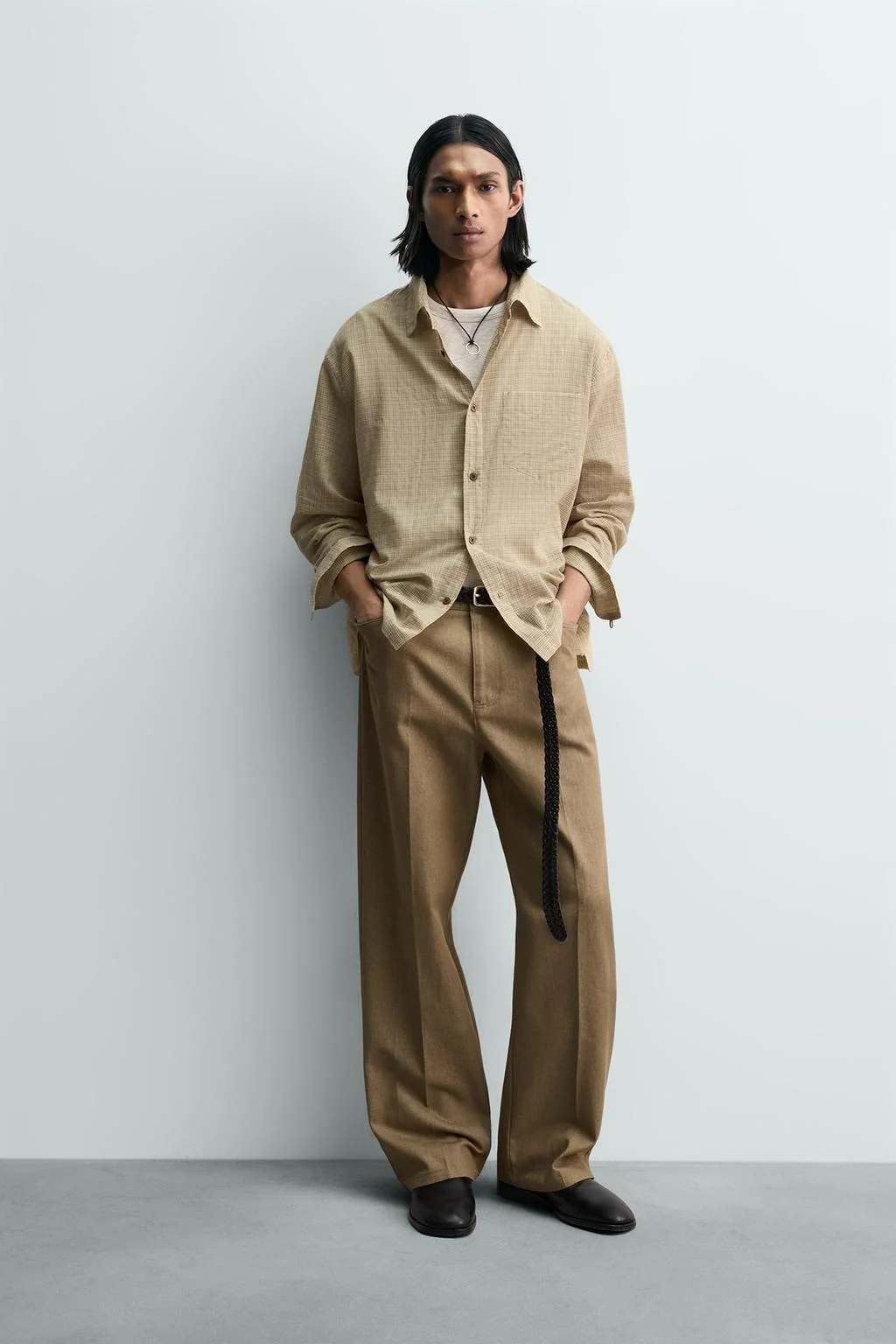 Рубашка свободного кроя в клетку