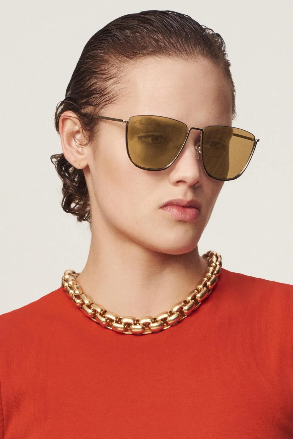 Квадратные солнцезащитные очки с металлической оправой - Товар Zara Woman