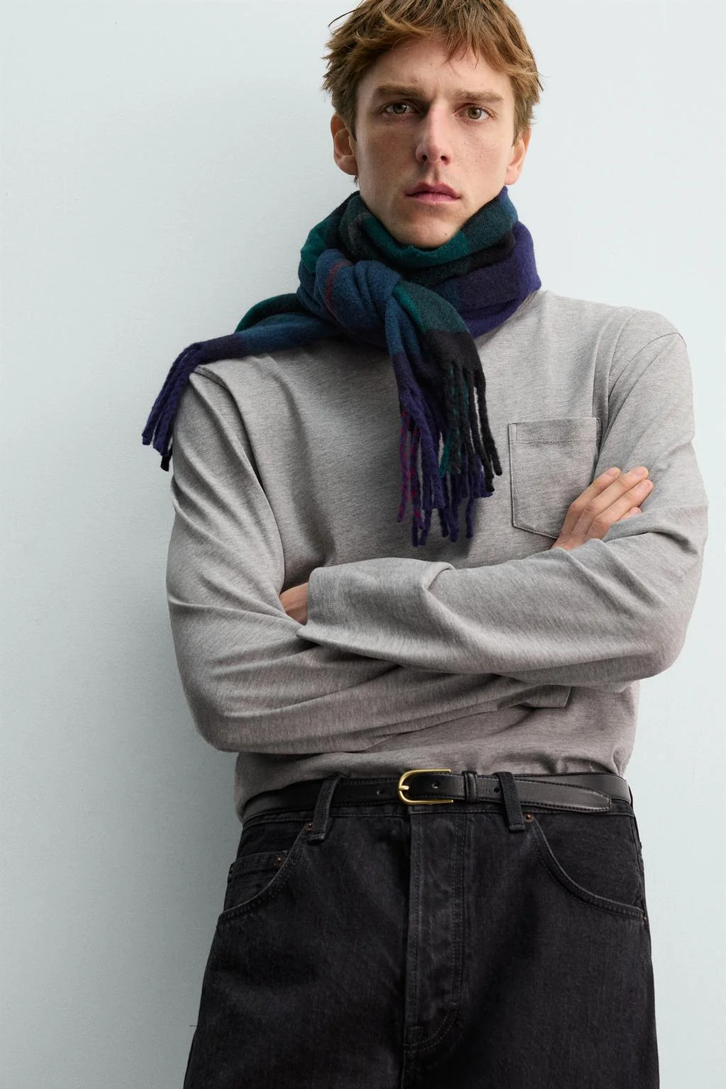 Шарф из шерстяной смеси в клетку AARON LEVINE X ZARA