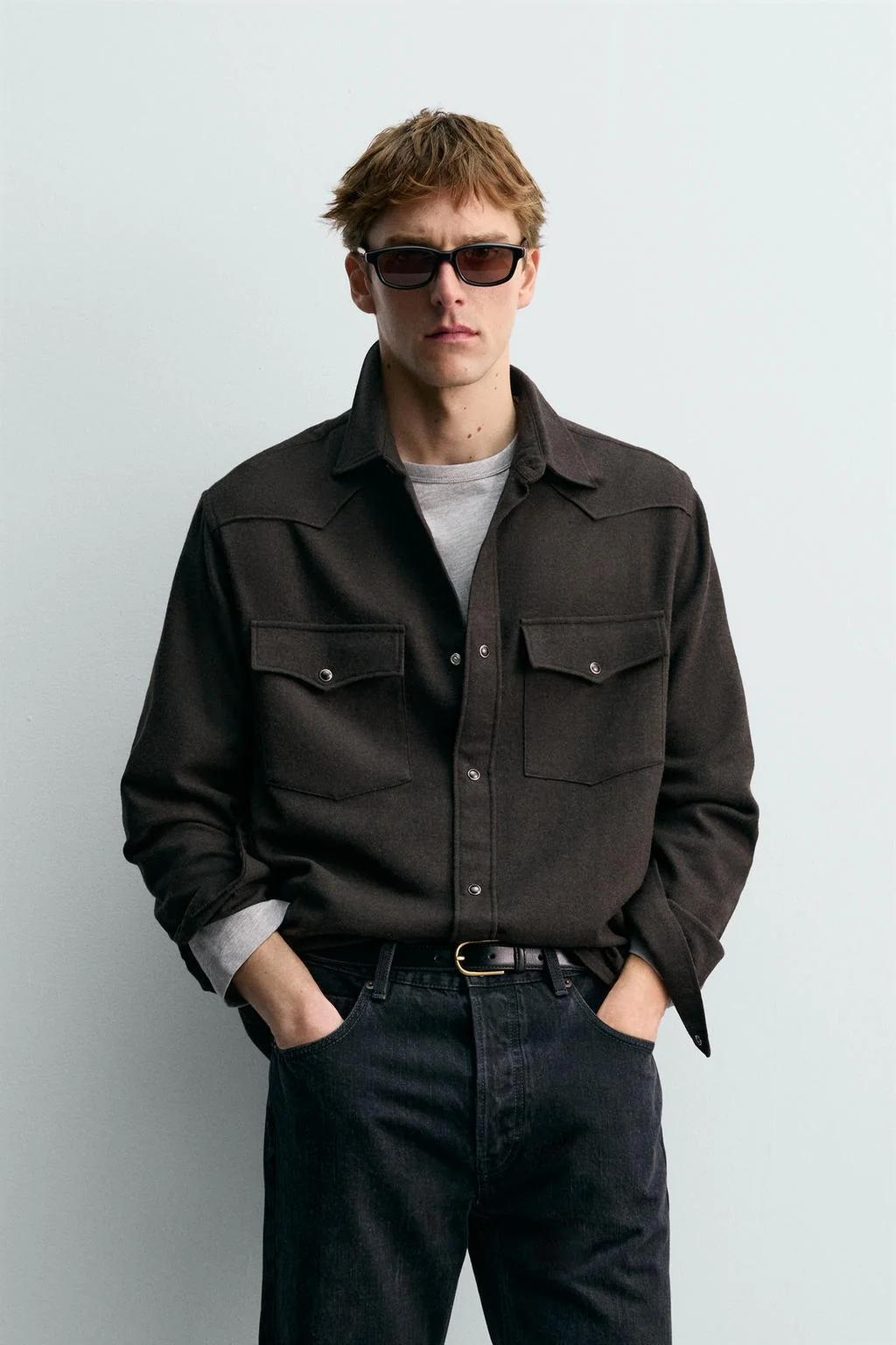 Рубашка в западном стиле из шерсти Aaron Levine X Zara
