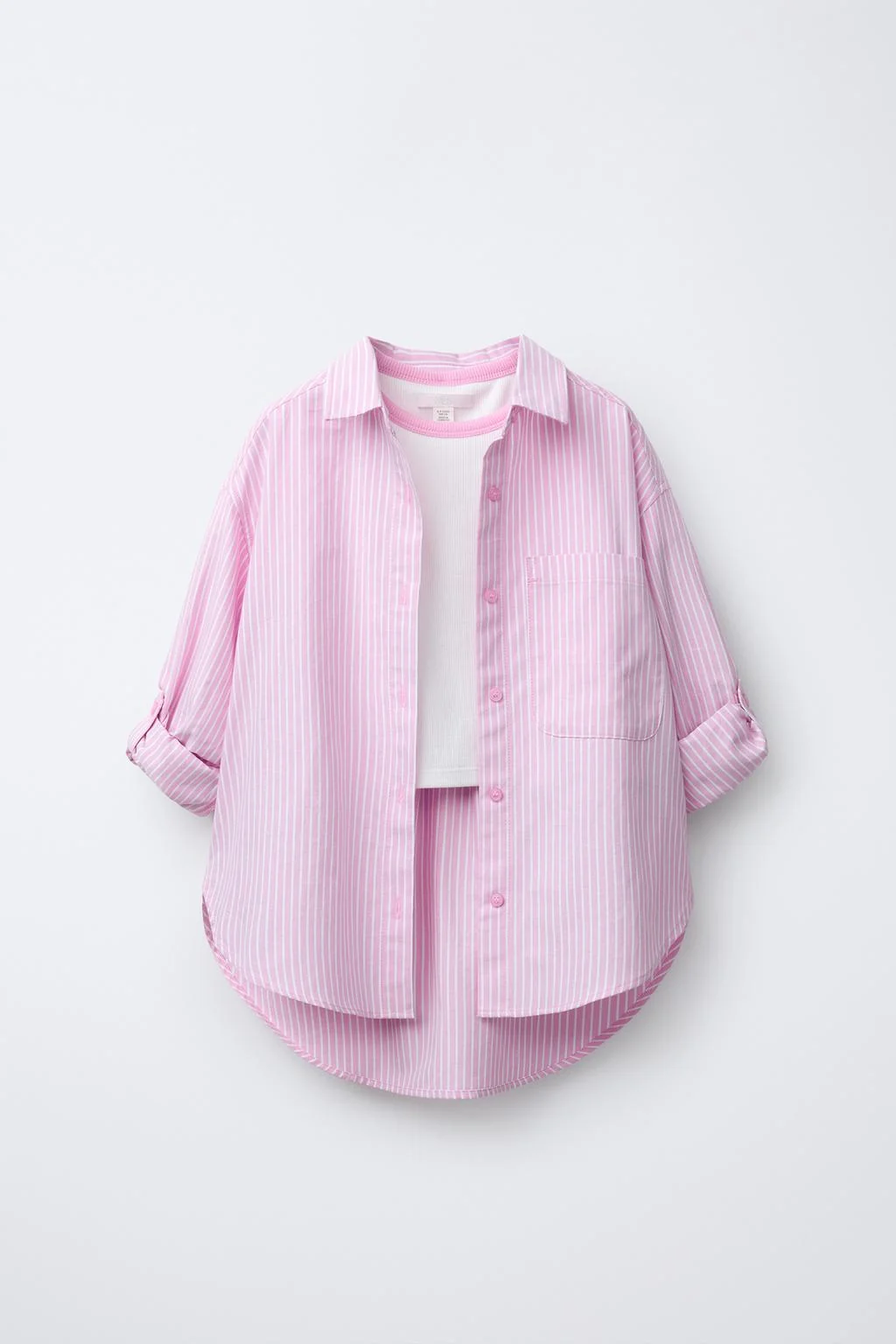 Набор: рубашка в полоску с контрастной резинкой на воротнике и футболка — Рубашки