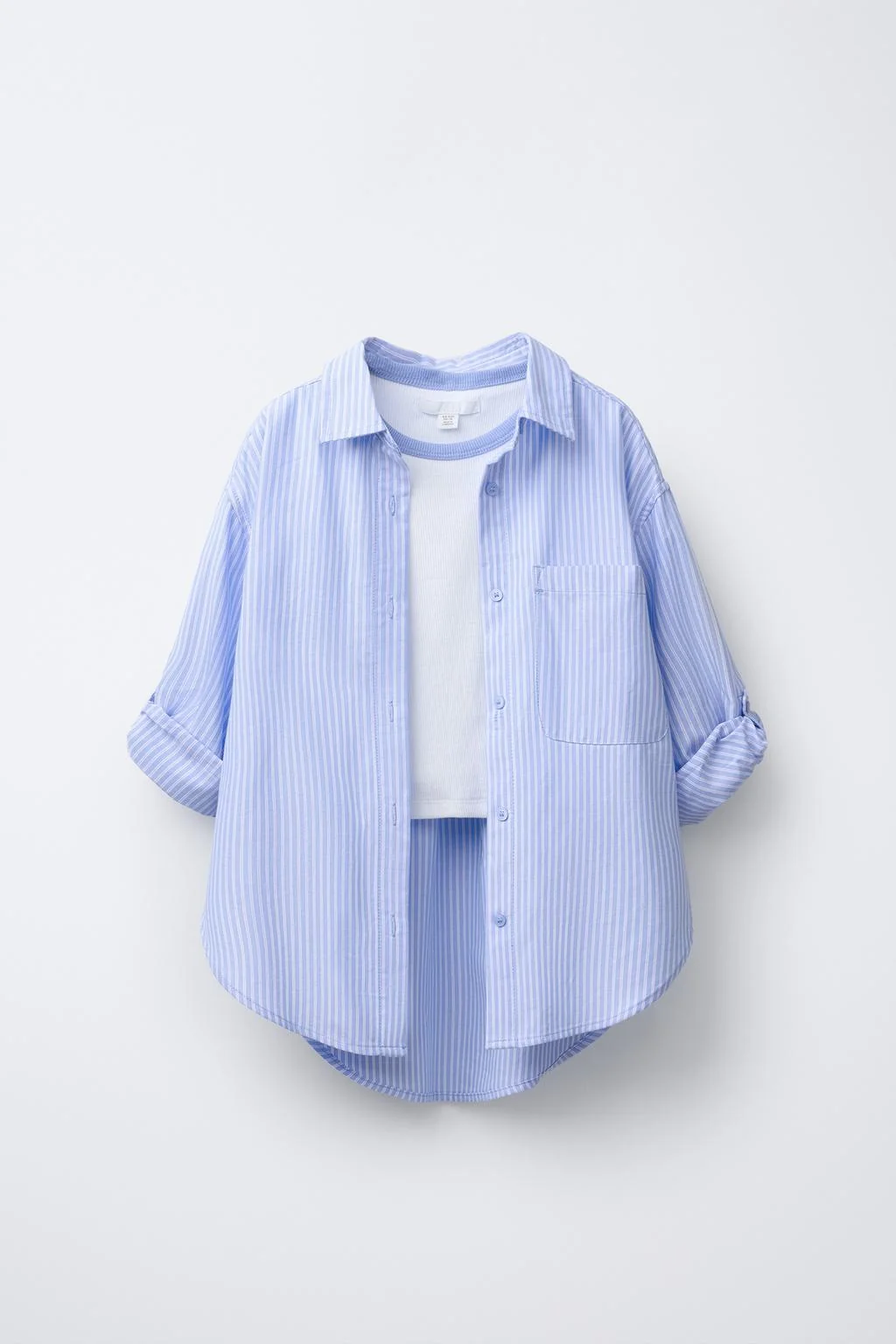 Набор: рубашка в полоску с контрастной резинкой на воротнике и футболка