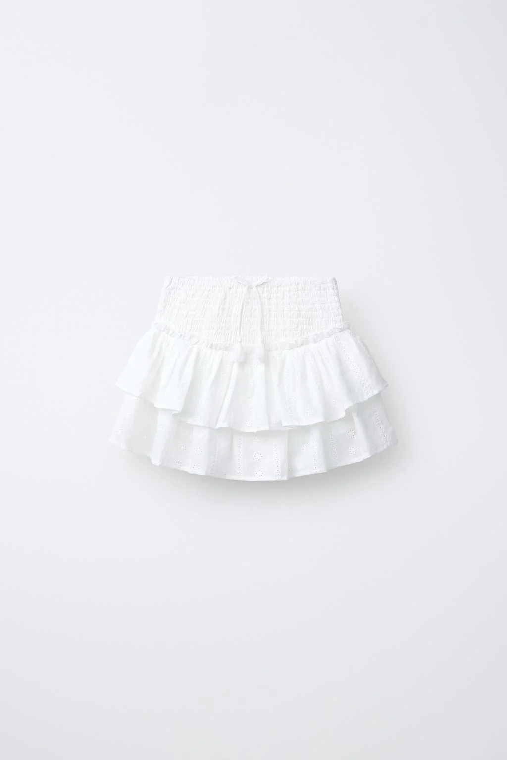 Юбка-шорты бермуды с оборками и вышивкой шиффели