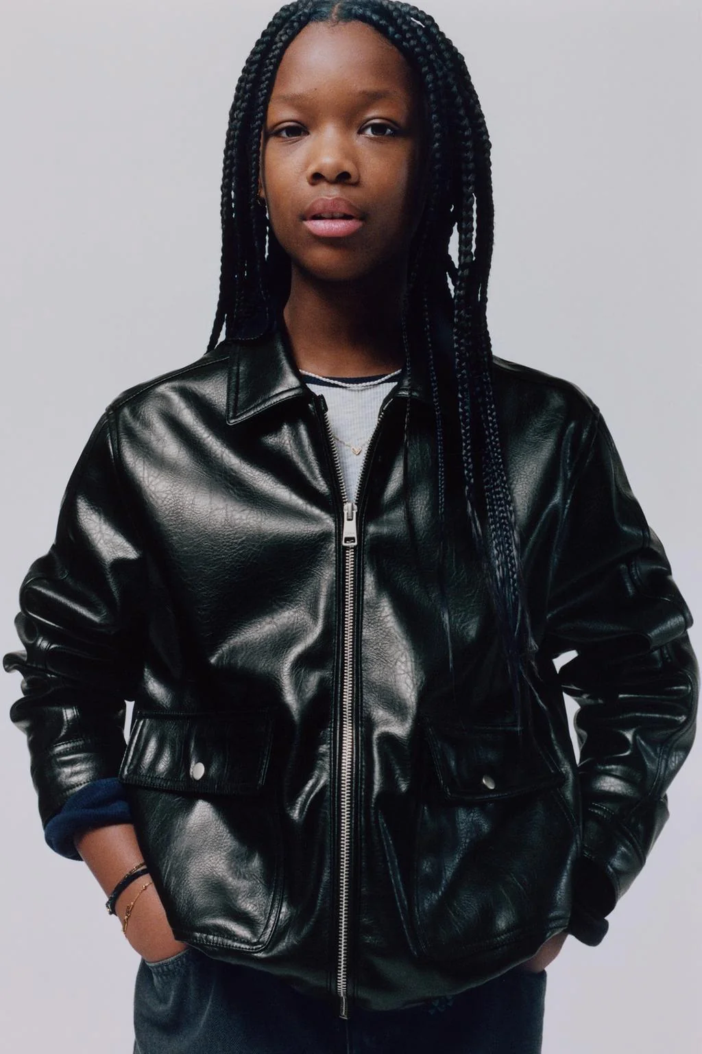 Куртка из искусственной кожи с карманами