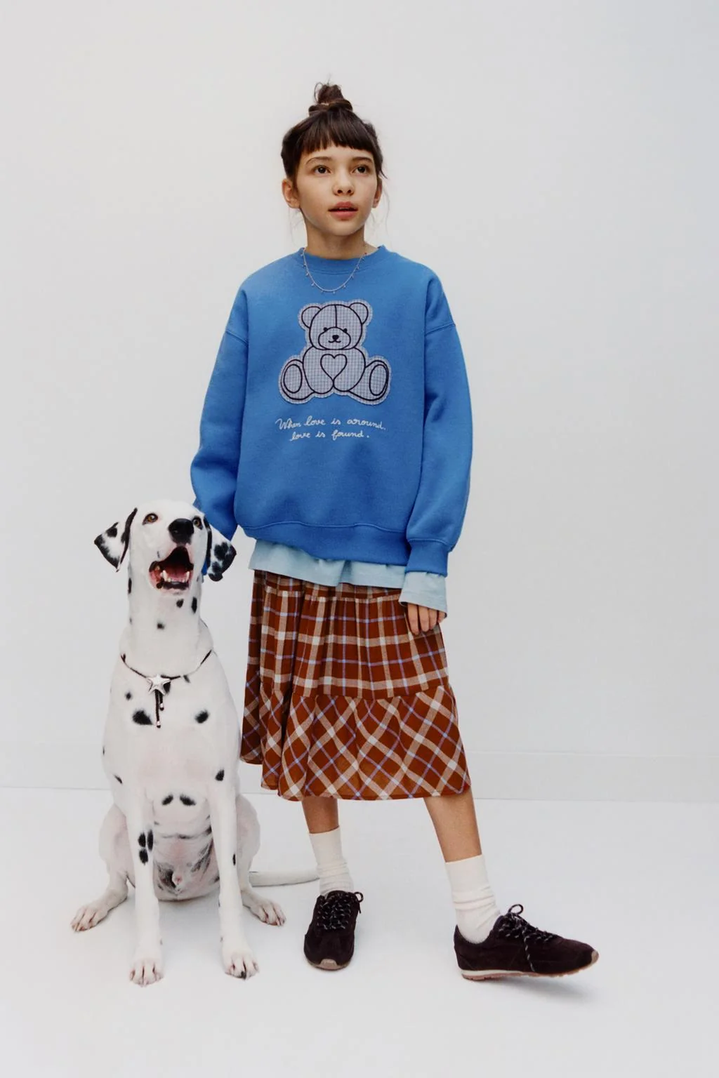 Свитшот в клетку с нашивкой медведя — Кревнеки