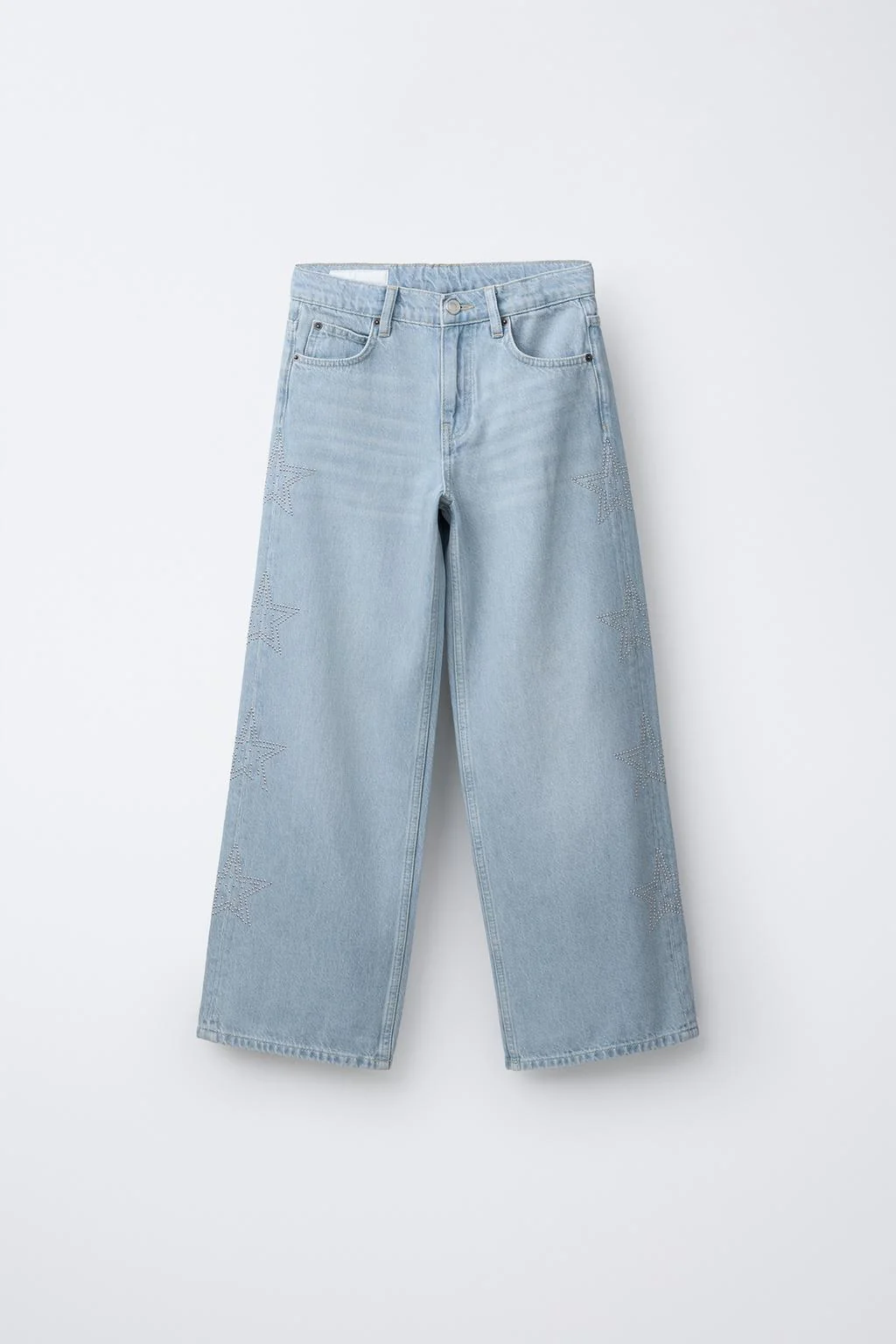 Джинсы с широкими штанинами со звёздами