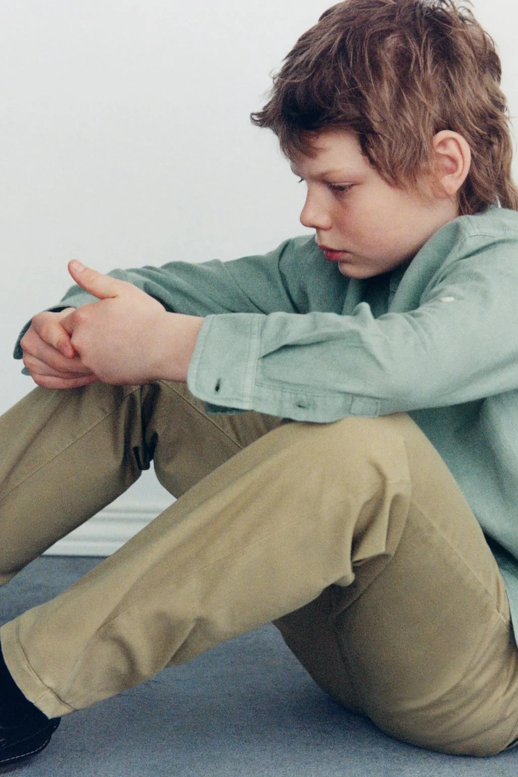 Рубашка со стойкой из смеси хлопка и льна