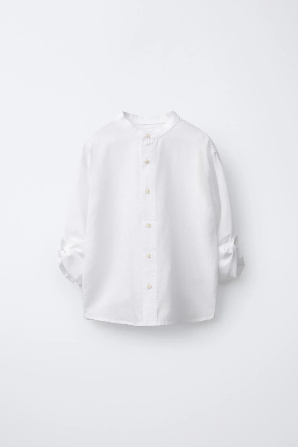 Рубашка со стойкой из льна и хлопка