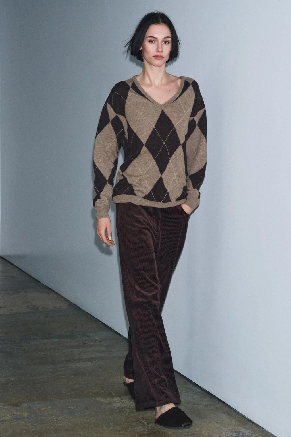 Свитер из 100% шерсти с ромбовидным узором