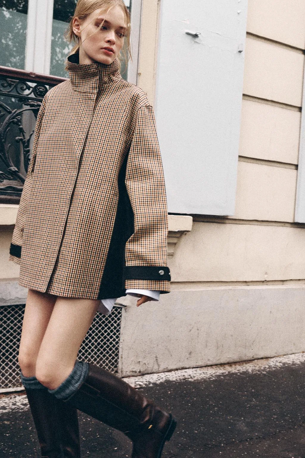 Zw collection короткая парка в клетку