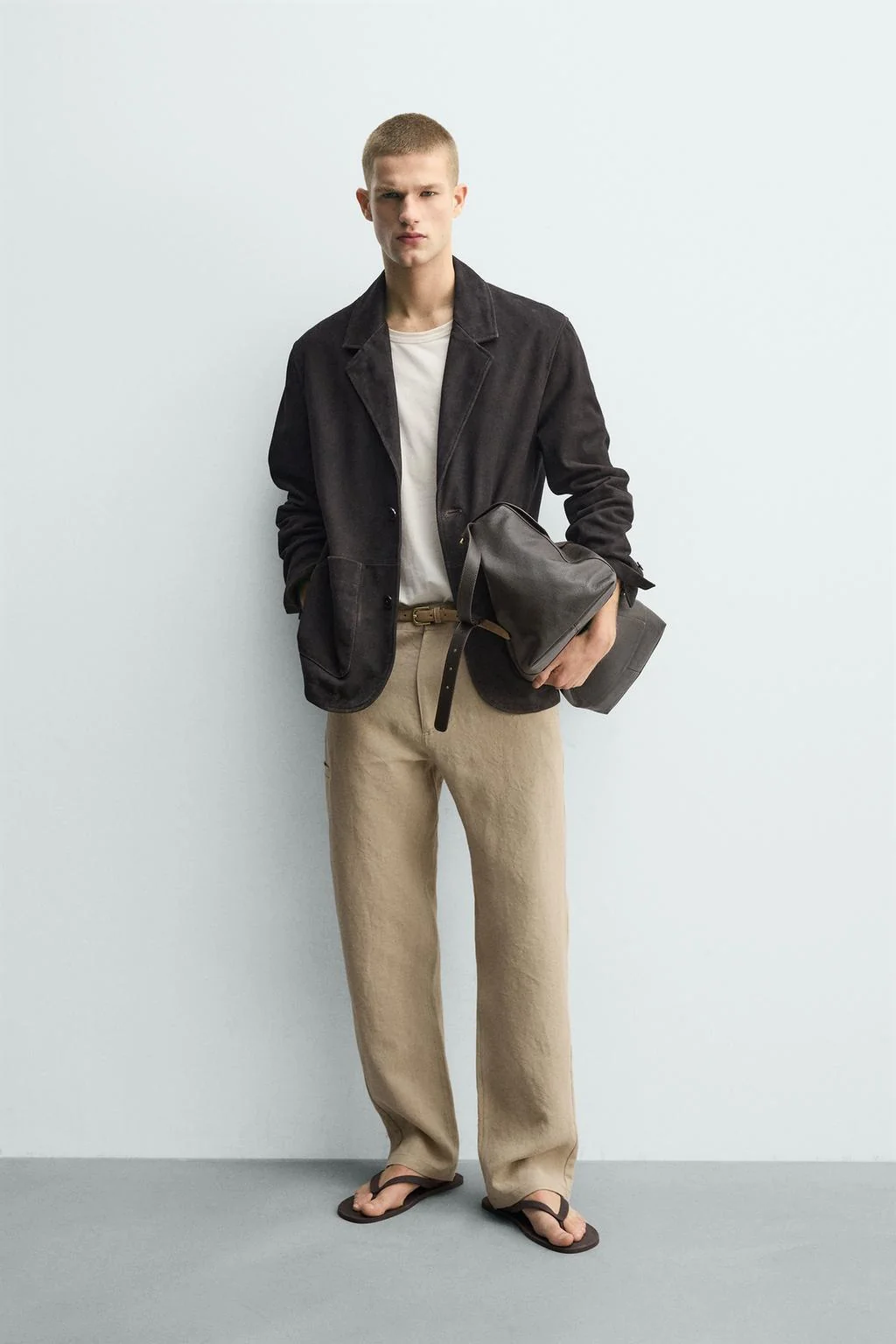 Замшевая кожаная куртка с эффектом потёртости