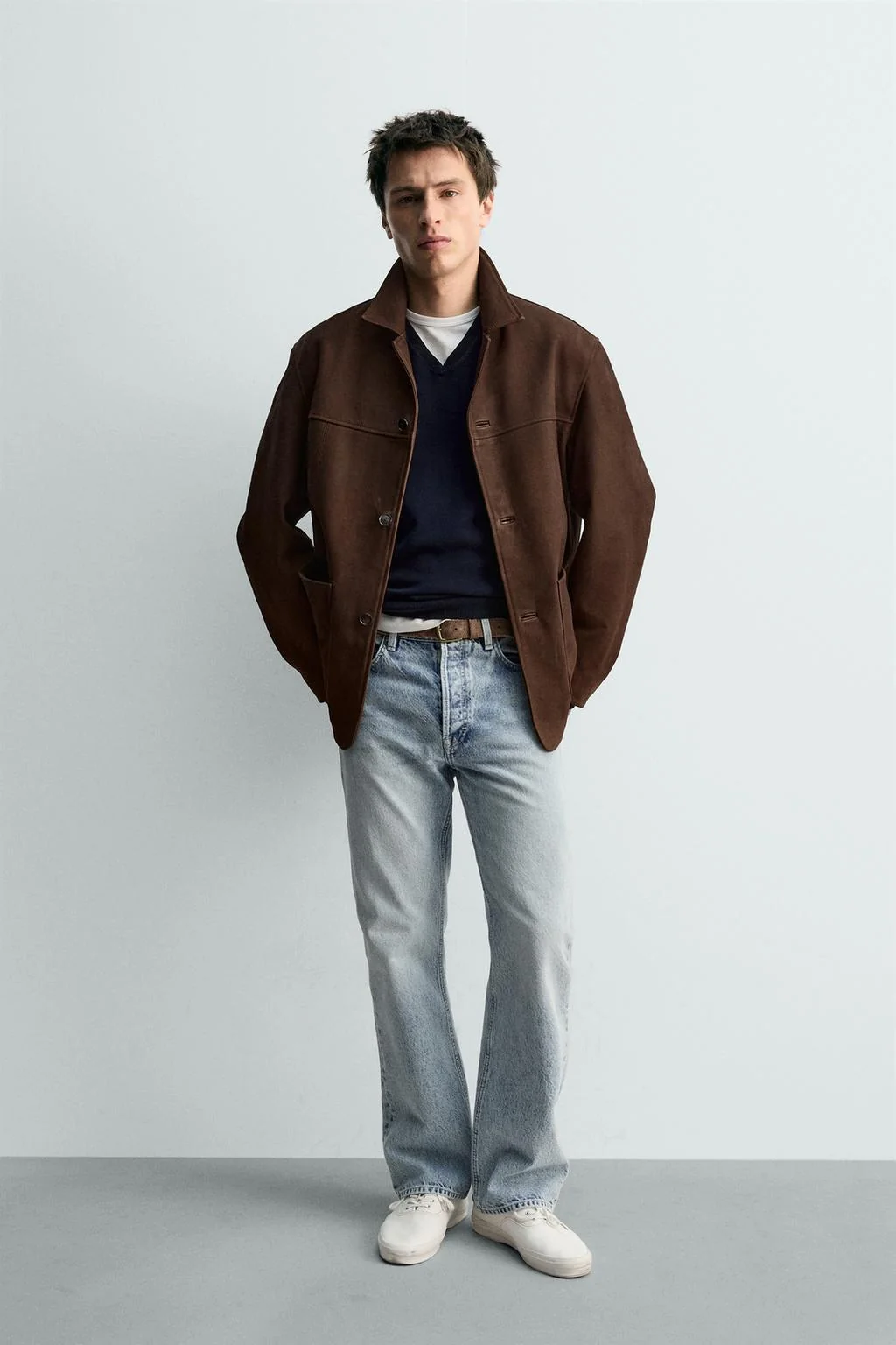 Куртка из кожи свободного кроя