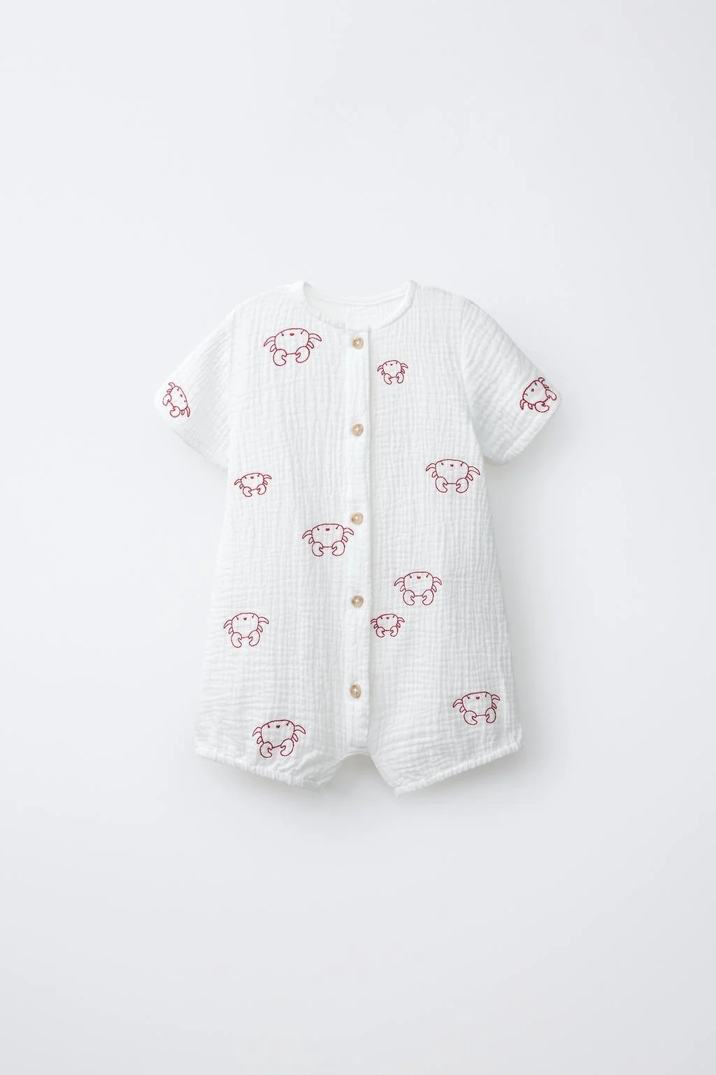 РОМПЕР С ВЫШИВКОЙ КРАБА И ТЕКСТУРОЙ — Детское