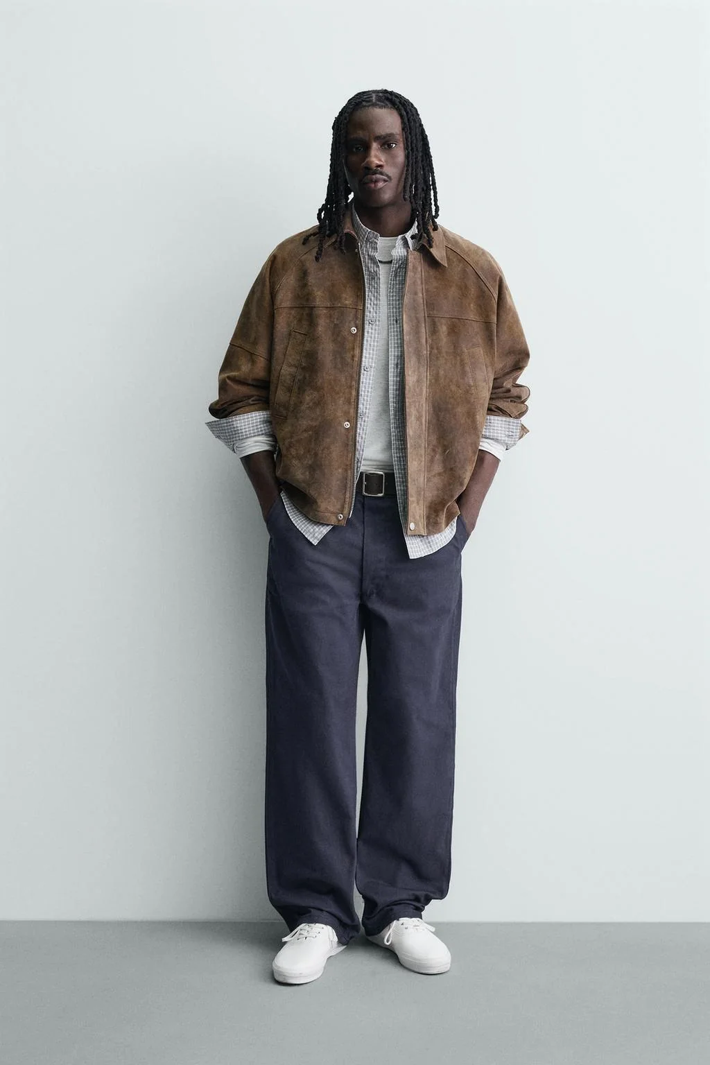 Куртка из замши с эффектом потёртости — Кожа