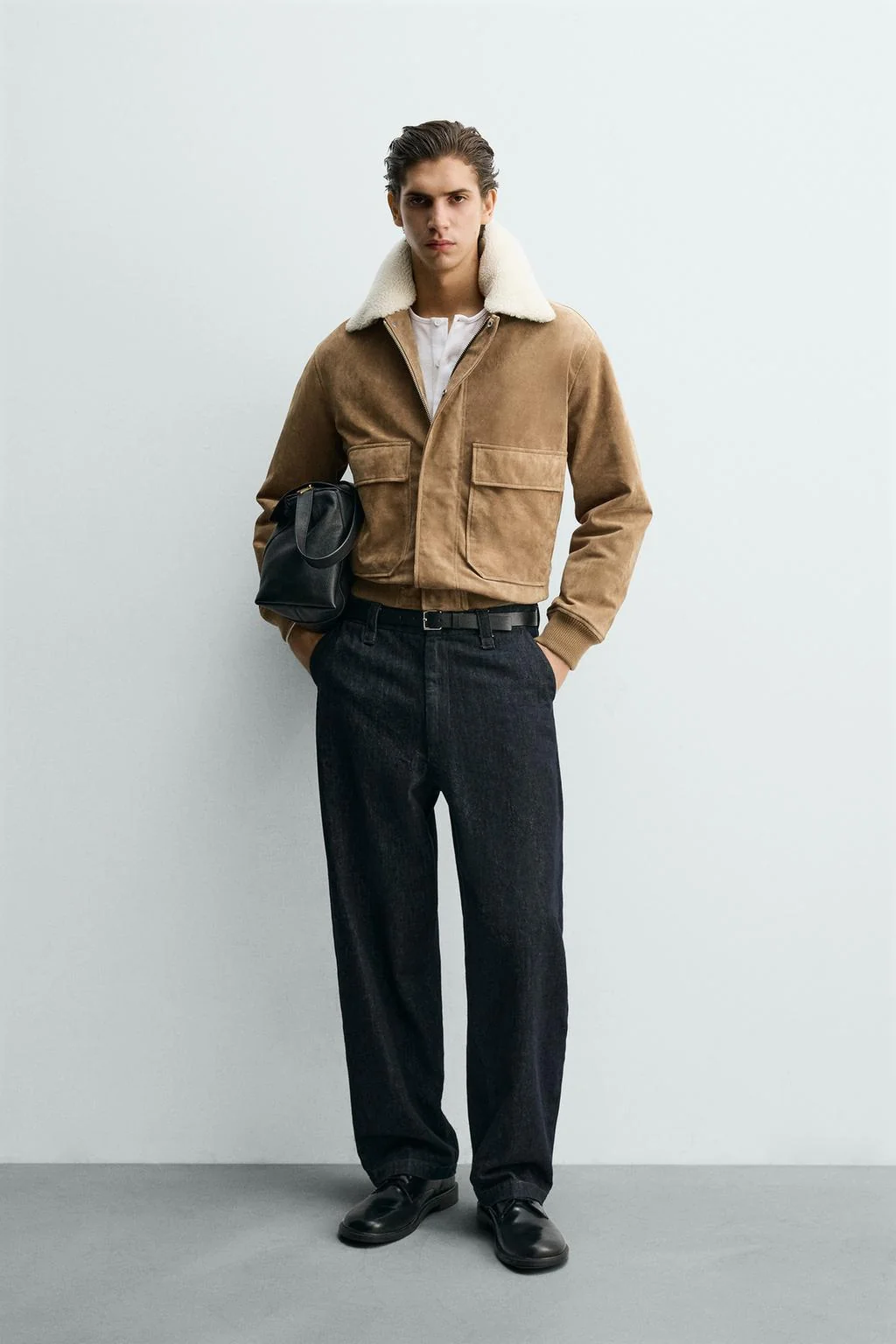 Куртка из кожи и замши с искусственным мехом — Кожа