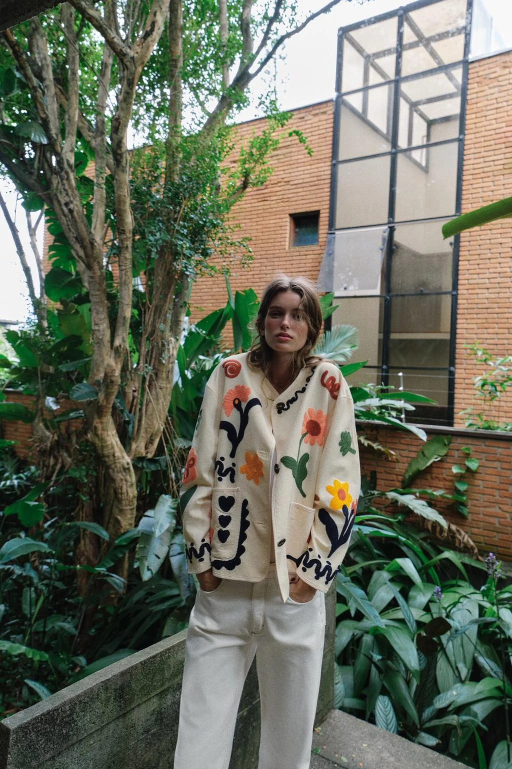 100% ХЛОПОК КАРДИГАН С ЦВЕТОЧНЫМ ВЫШИВАНИЕМ — Выбор для вас