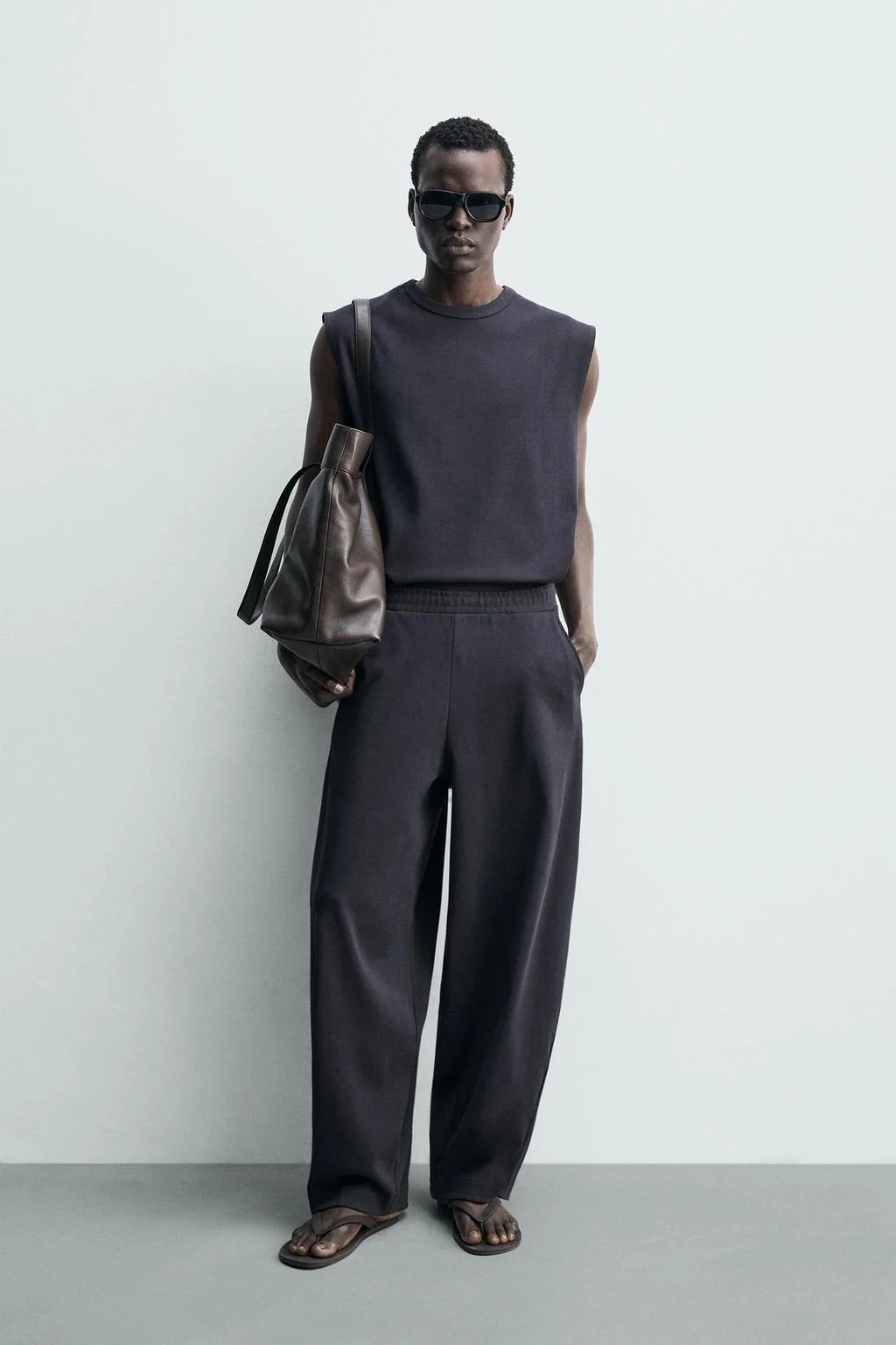 Свободный крой, трикотажный топ с ребристым узором